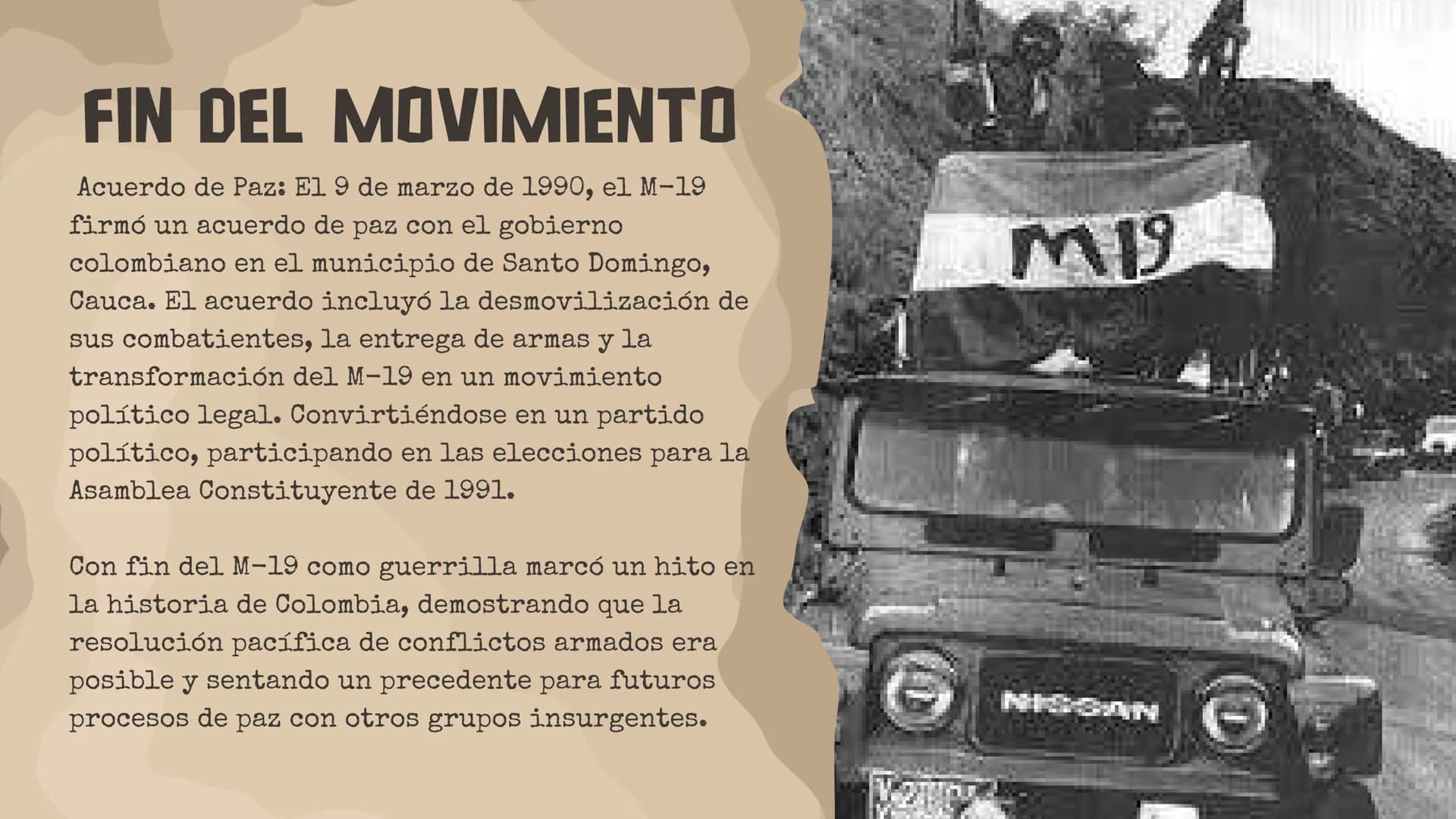 ÍNDICE
1 ¿que fue el M-19?
20
¿como lo consideraron
sus creadores?
3 ¿cómo surgió?
4
¿ cuales fueron las
principales figuras
del M-19?
10
5
