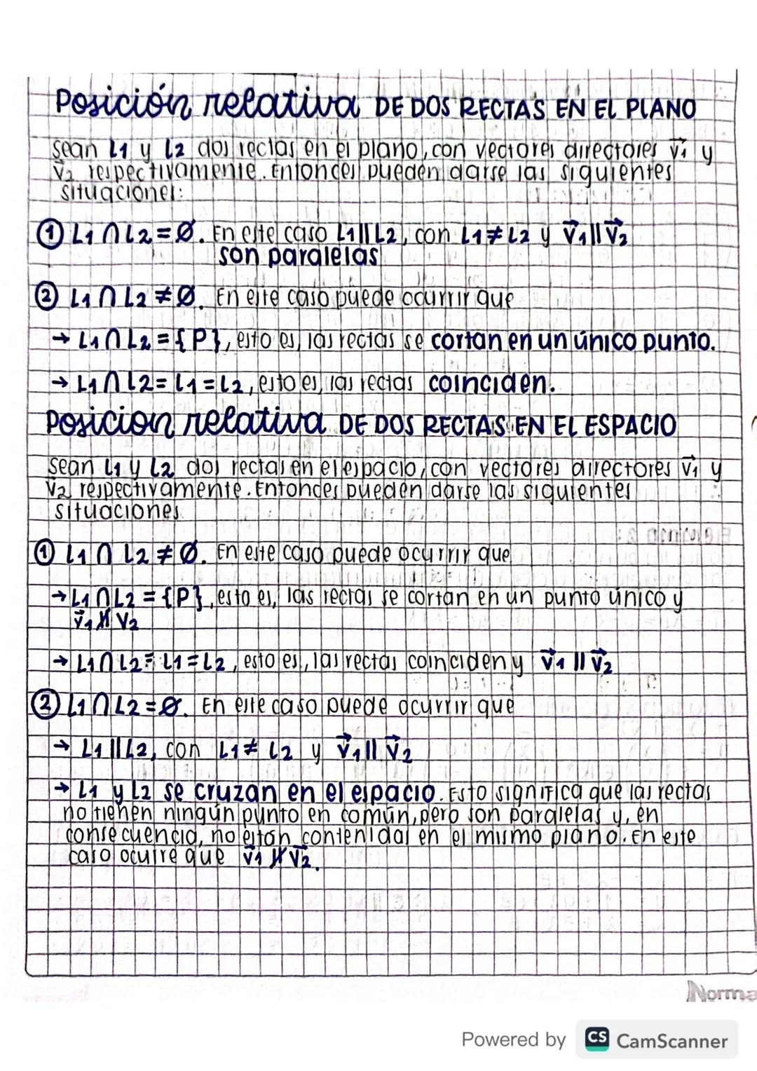 # Posición relativa DE DOS RECTAS EN EL PLANO

Sean 11 y 12 dos rectas en el plano, con vectores directores vi y
Va respectivamente. Entonce
