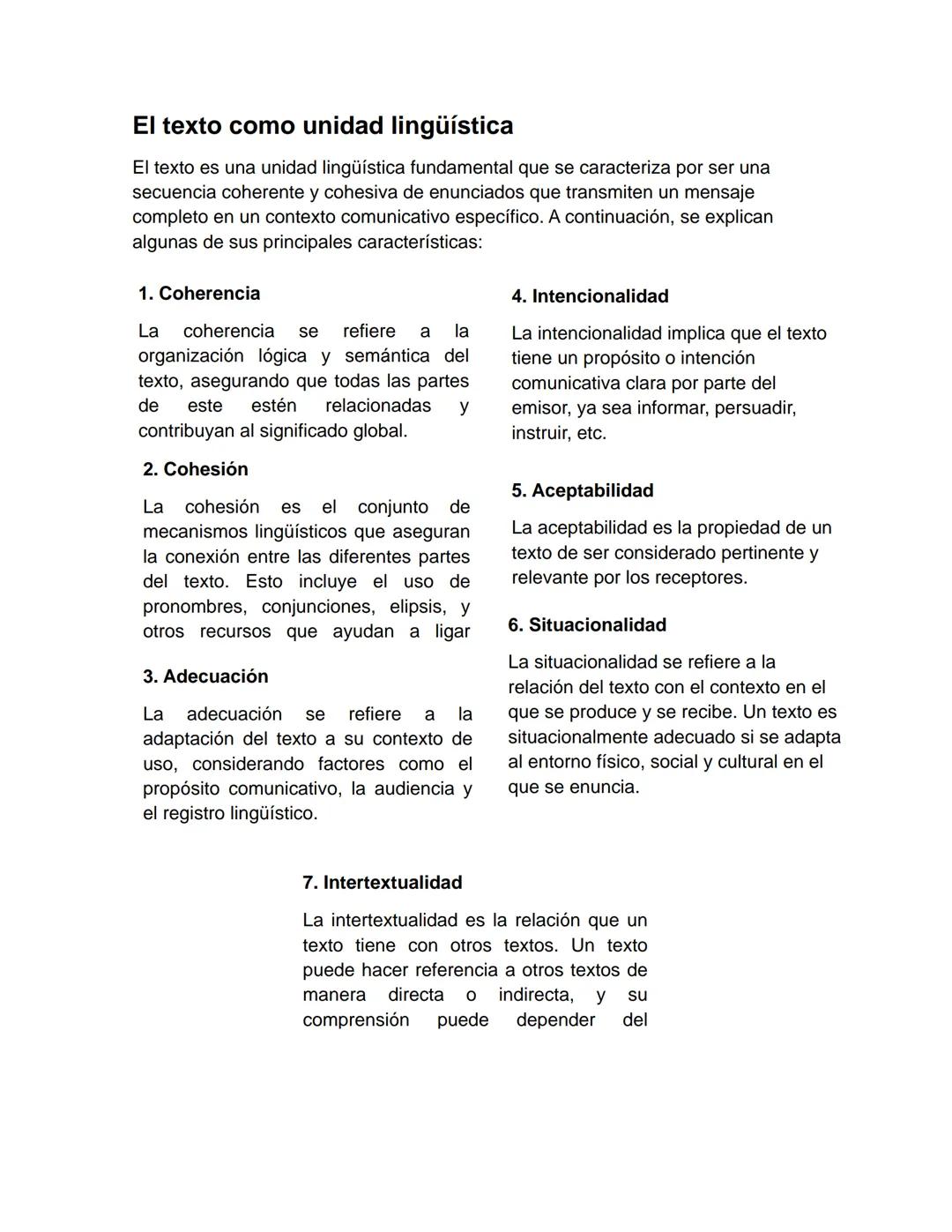 El texto como unidad lingüística
El texto es una unidad lingüística fundamental que se caracteriza por ser una
secuencia coherente y cohesiv