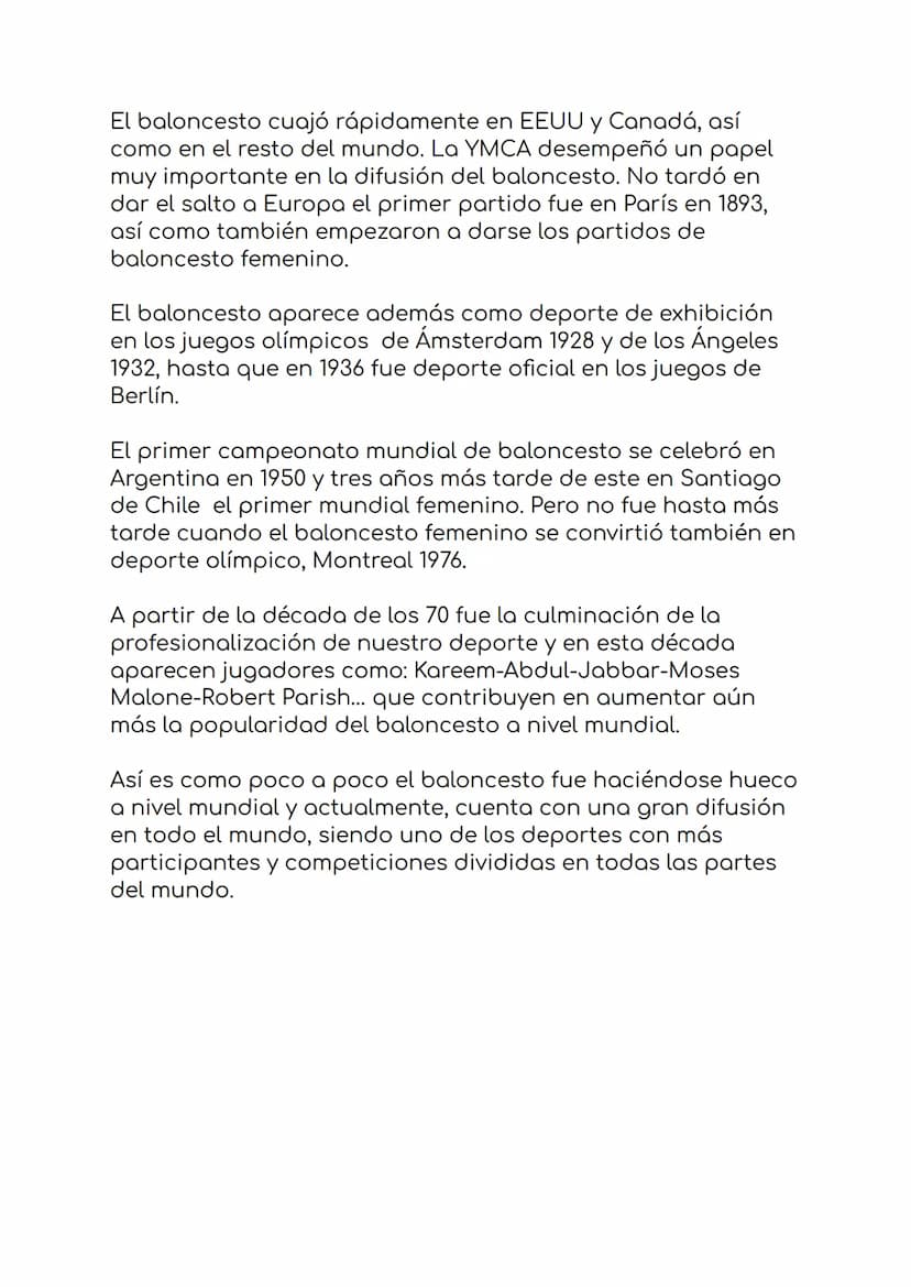 EL BALONCESTO
El baloncesto que nosotros conocemos se remonta al año
1891 en la universidad de YMCA en Springfield,
Massachusetts. Su creado