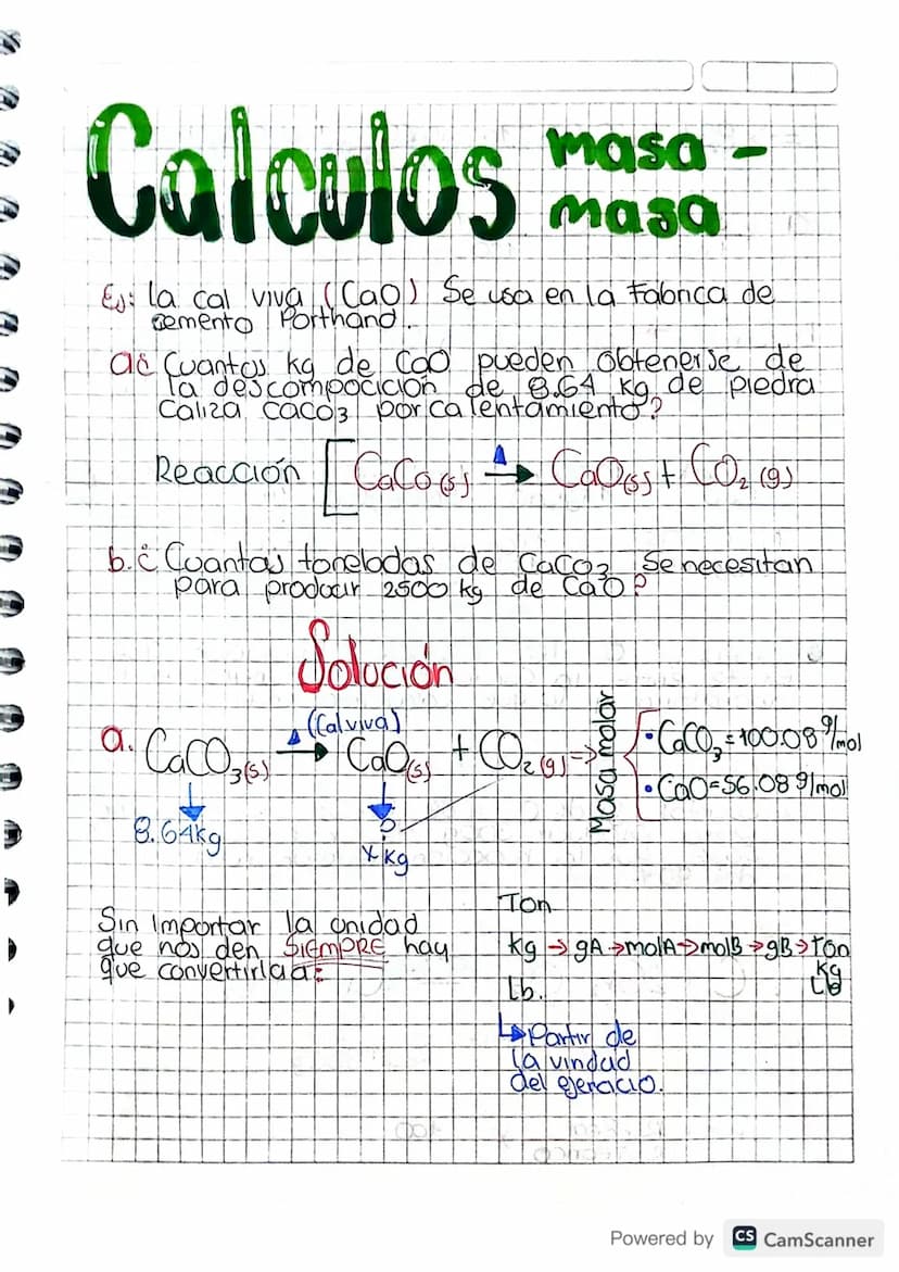 G S T C Q U I O m & R
Requieren ecuacione)
balanceadas.
Relaciones
estequiometrical,
Permiten Predecir
Cantidades a ser
Produadas ta.
reacci
