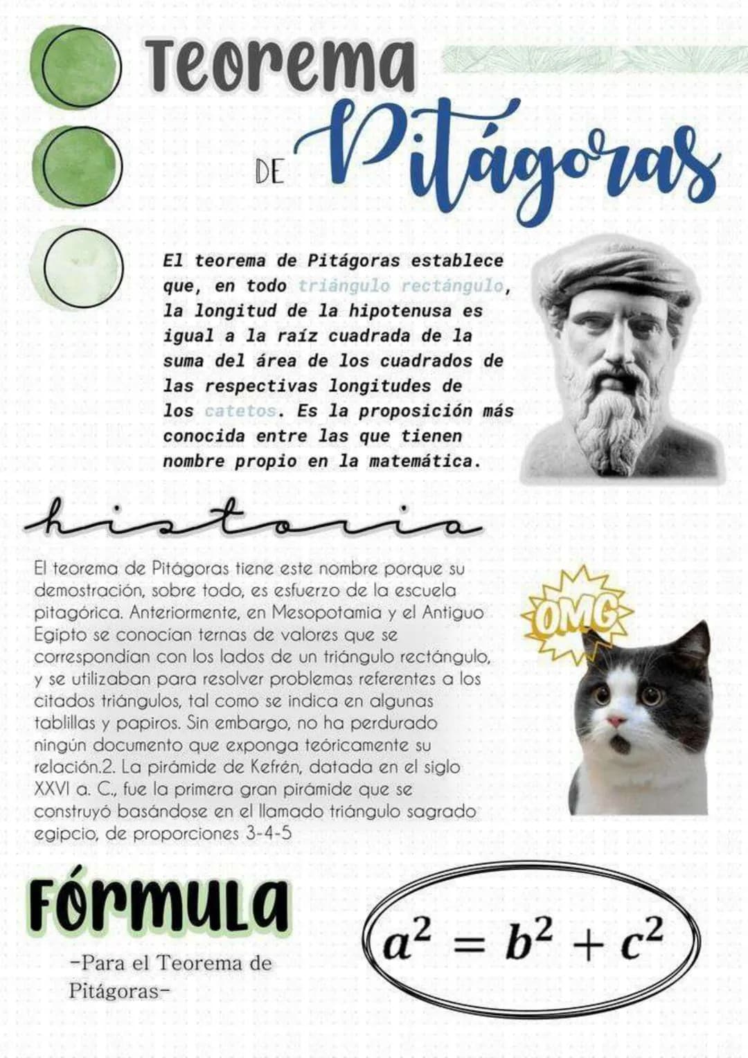 C
Teorema
1. Pitágoras
DE
El teorema de Pitágoras establece
que, en todo triángulo rectángulo,
la longitud de la hipotenusa es
igual a la ra