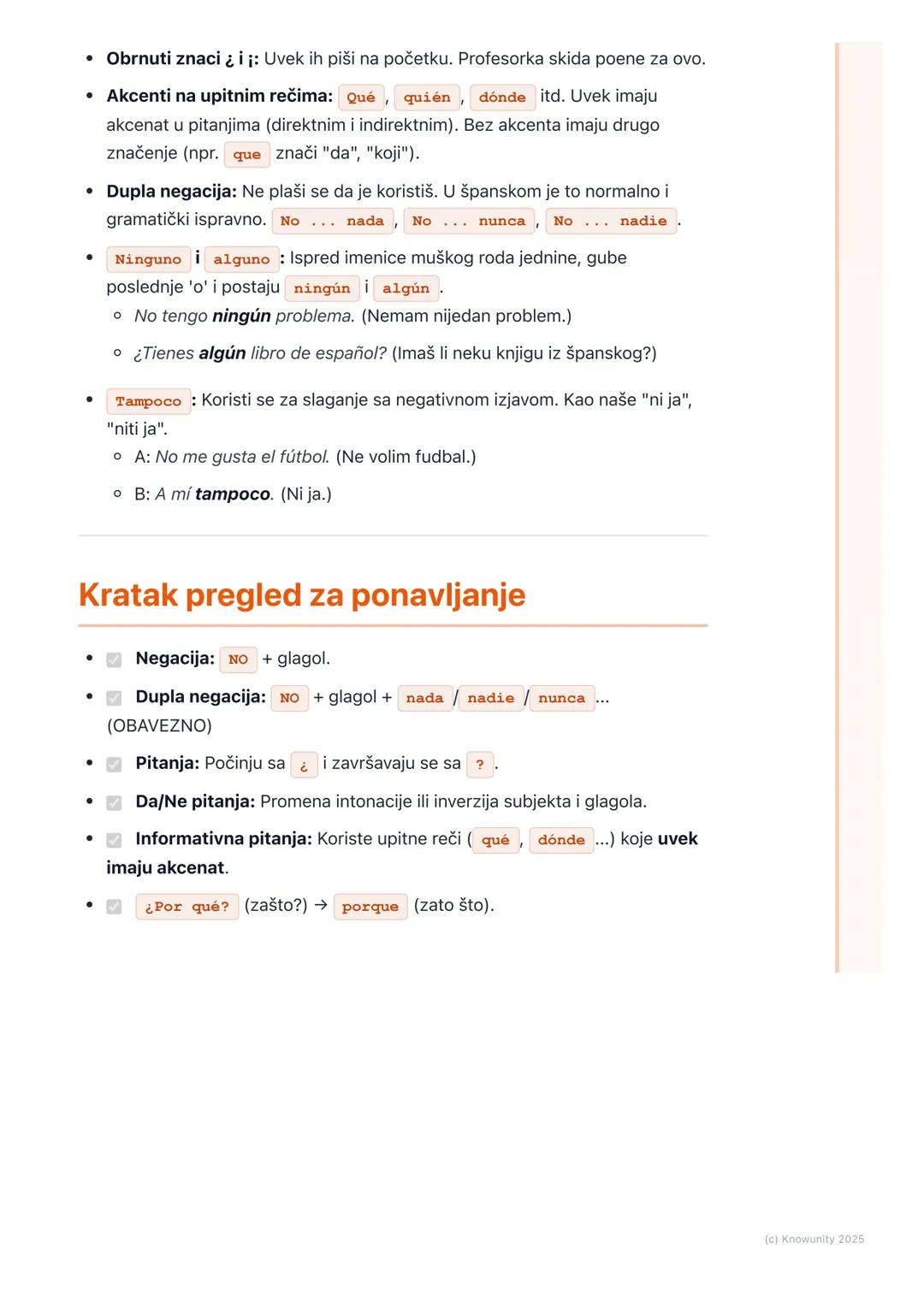 # Pitanja i negacije

Uvodni pregled: Pitanja i negacije

Ovo je osnova za svaki razgovor na španskom. Bez ovoga ne mogu ni da pitam
nešto, 