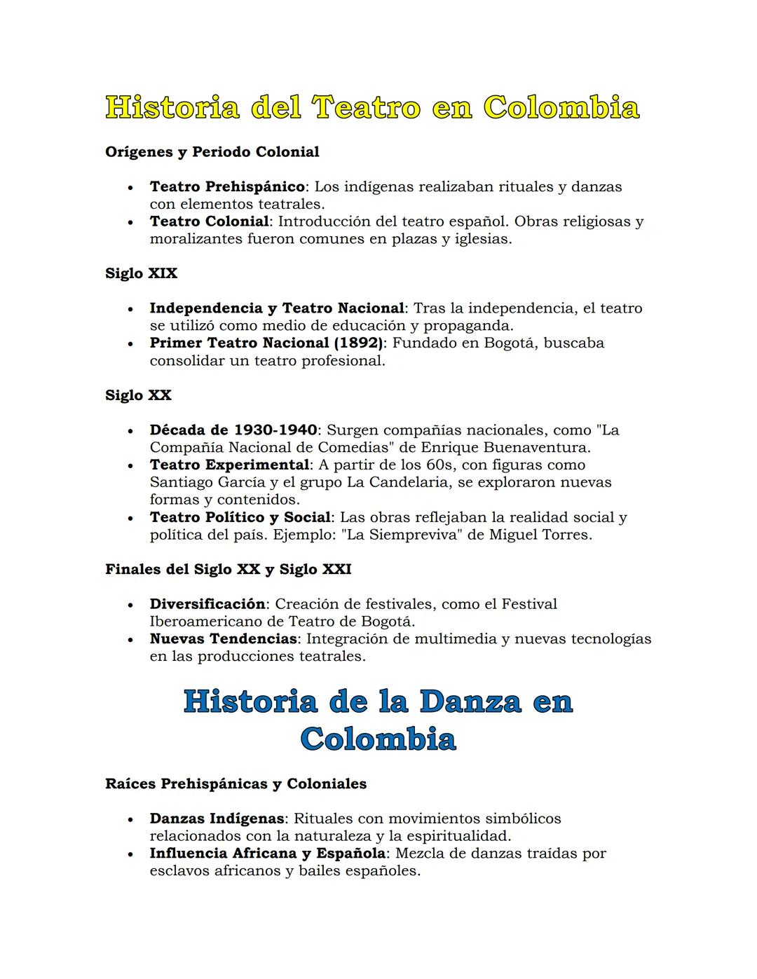 Historia del Teatro en Colombia
Orígenes y Periodo Colonial
•
.
Teatro Prehispánico: Los indígenas realizaban rituales y danzas
con elemento