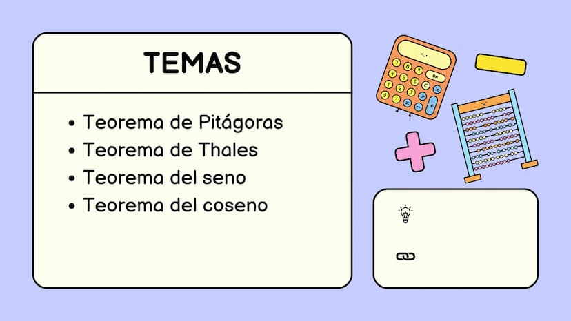 4
0
83
6
+
Z
=
A
5
6
TEOREMAS
2
3
PRINCIPALES TEOREMAS QUE DEBEMOS TENER EN
CUENTA - PRUEBA SABER 11°
DOOO OOOO
oooooo-
-00-
boo-
9 TEMAS
• 