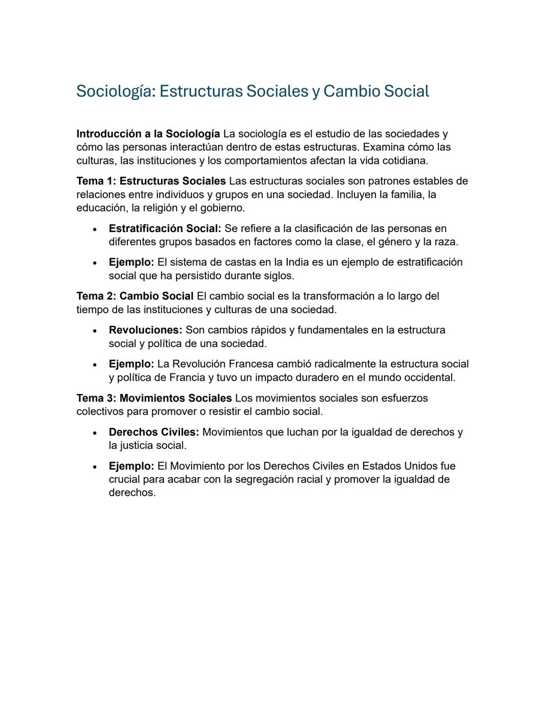 # Sociología: Estructuras Sociales y Cambio Social

Introducción a la Sociología La sociología es el estudio de las sociedades y
cómo las pe