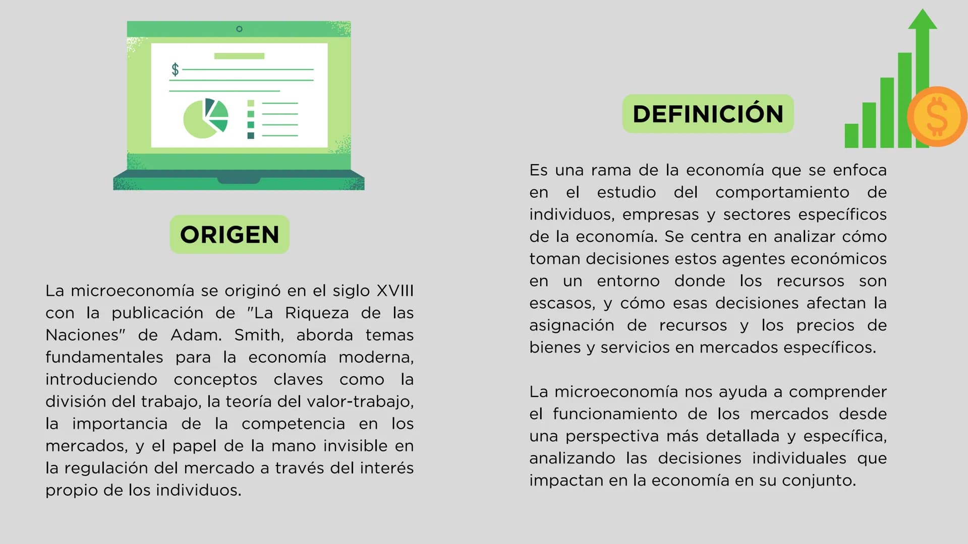 MICROECONOMIA
$
Presentado por: S
ORIGEN
La microeconomía se originó en el siglo XVIII
con la publicación de "La Riqueza de las
Naciones" de