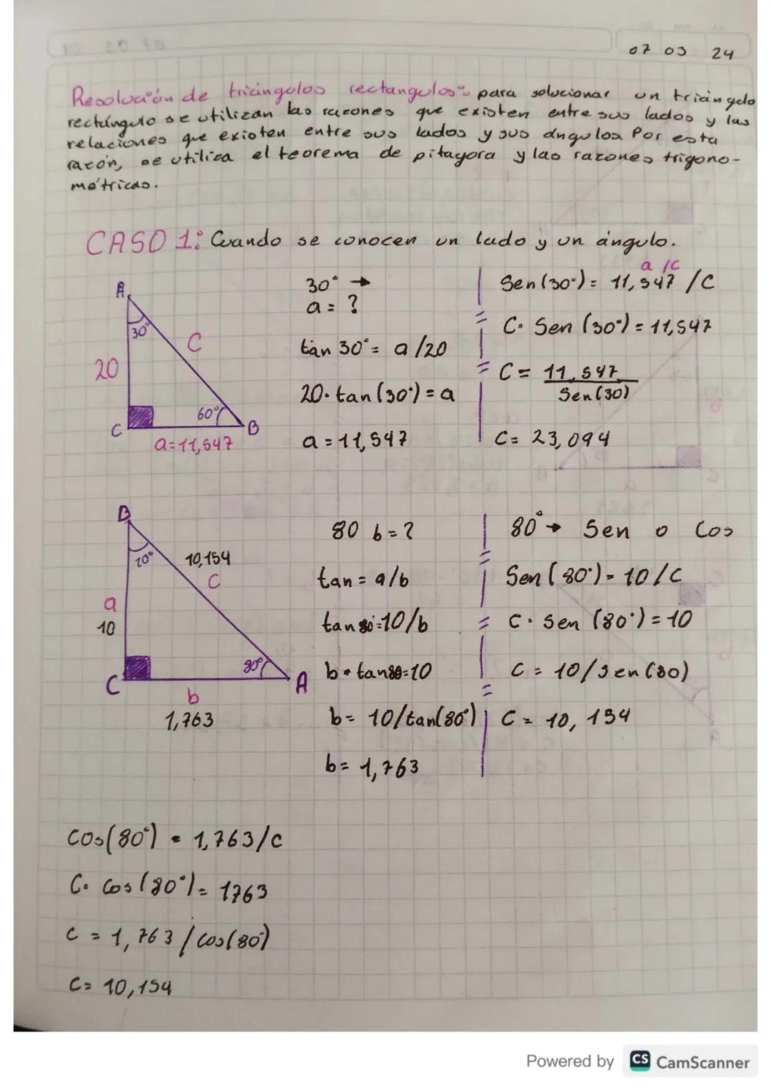 07 03
24
Resolución de triangulos
Rectangulos
Resolver un triangulo consiste en conocer s00
elementos (Lodos y
angulos). Algunas propiedades
