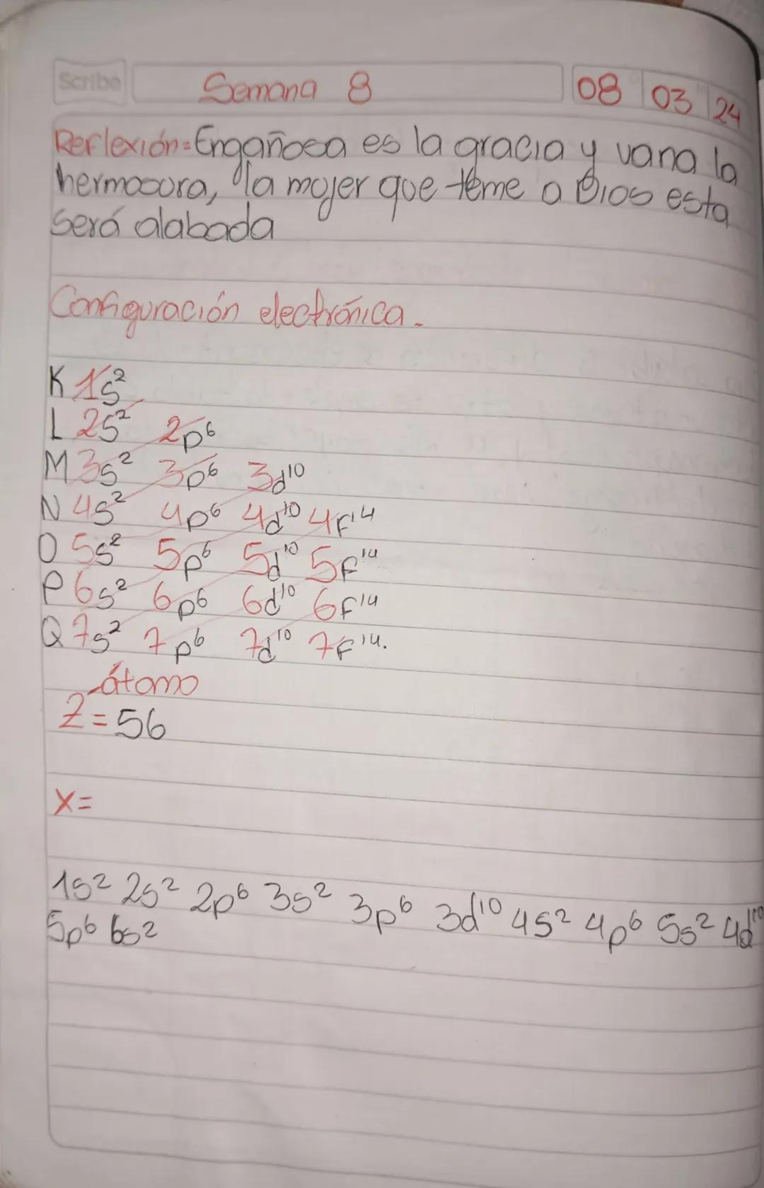 Scribe
Semana 8
08 03 24
Reflexión-Engañosa es la gracia y vana la
hermocura, la mojer que teme a Dios esta
Será alabada

Configuración elec