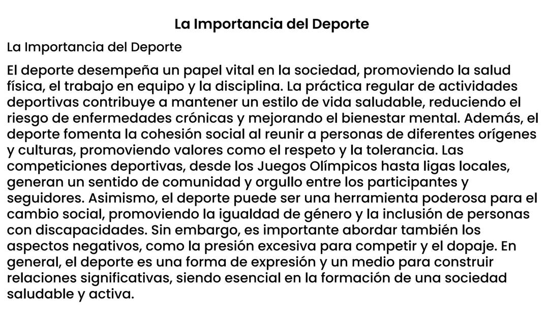 La Importancia del Deporte