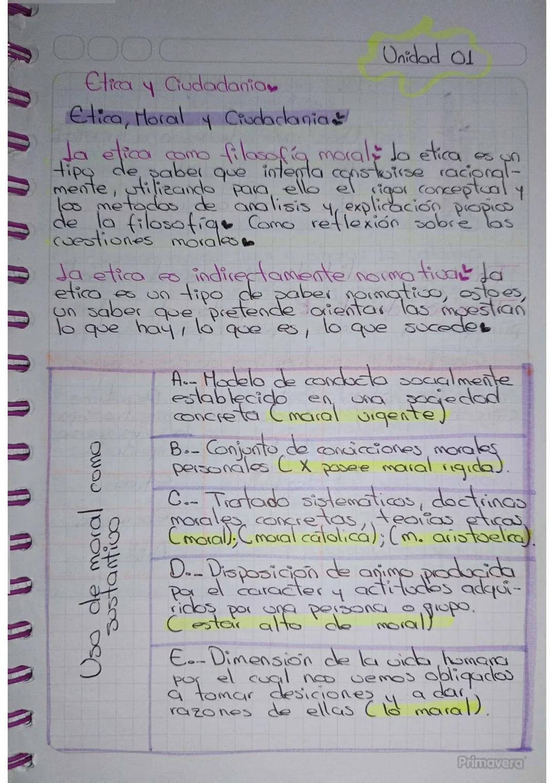 Unidad 01

Etica y Ciudadania

Etica, Moral y Ciudadania

Ja etica como filosofía moral la etica es un
tipte deti paber que intenta construi