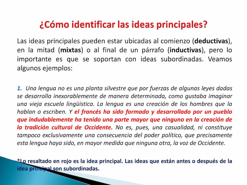El tema y las ideas principales OBJETIVOS DE APRENDIZAJE
importancia de la idea temática en
la
▸ Reconoce la
comprensión y producción textua