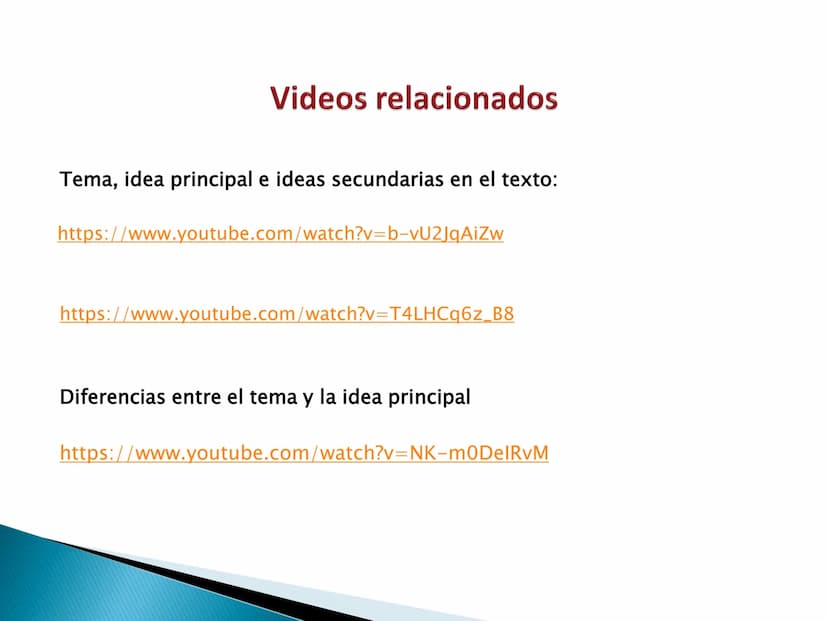 El tema y las ideas principales OBJETIVOS DE APRENDIZAJE
importancia de la idea temática en
la
▸ Reconoce la
comprensión y producción textua