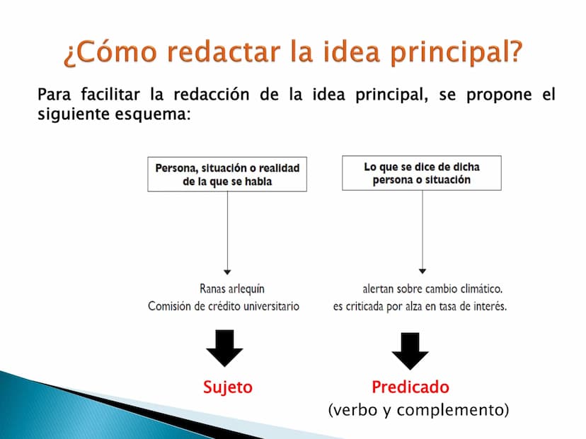 El tema y las ideas principales OBJETIVOS DE APRENDIZAJE
importancia de la idea temática en
la
▸ Reconoce la
comprensión y producción textua