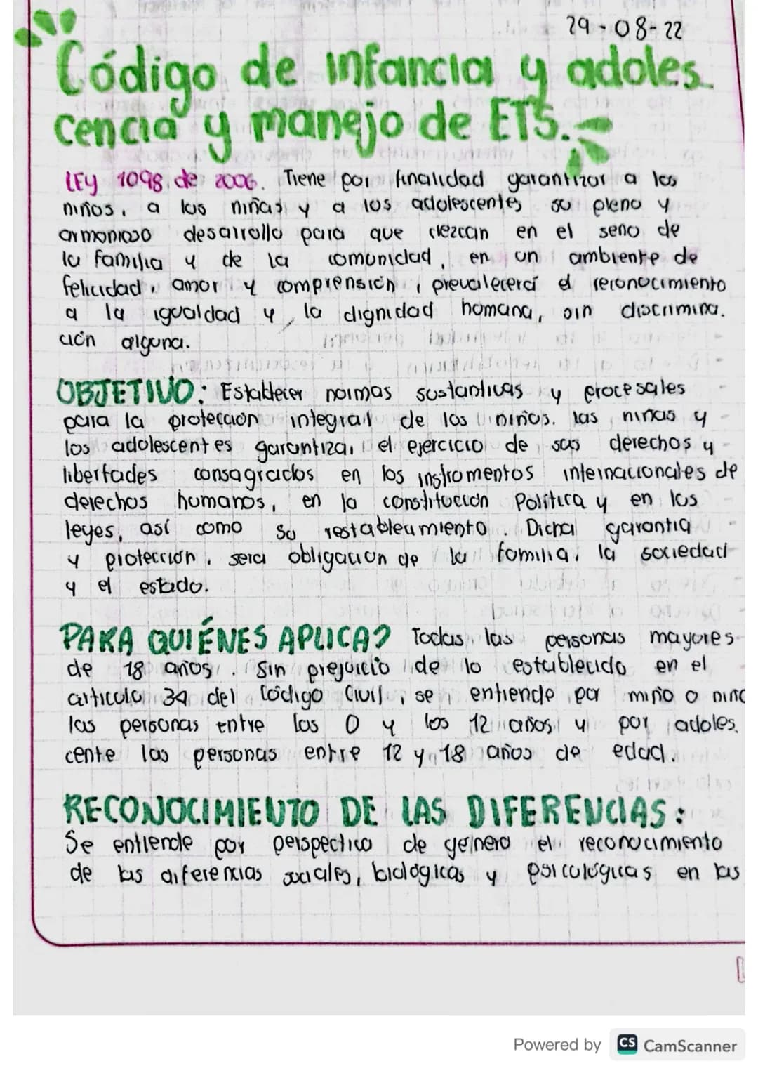 29-08-22
Código de infancia y adoles
Cencia y manejo de ETS.-
LEY 1098, de 2006. Tiene por finalidad garantizar a los
niños, a los niñas y a