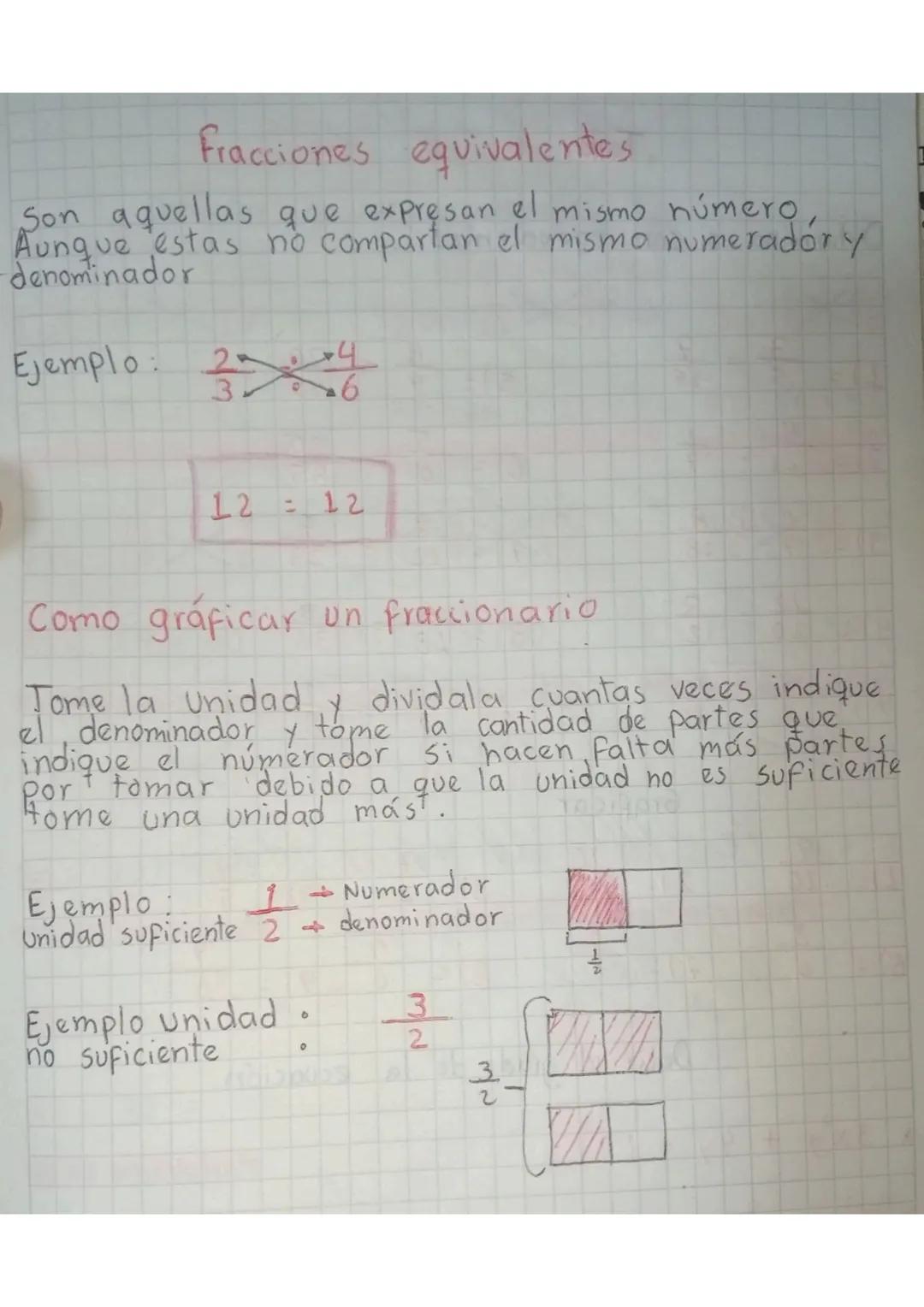 # Fracciones equivalentes

Son aquellas que expresan el mismo número,
Aunque estas no compartan el mismo numeradory
denominador

Ejemplo: 24
