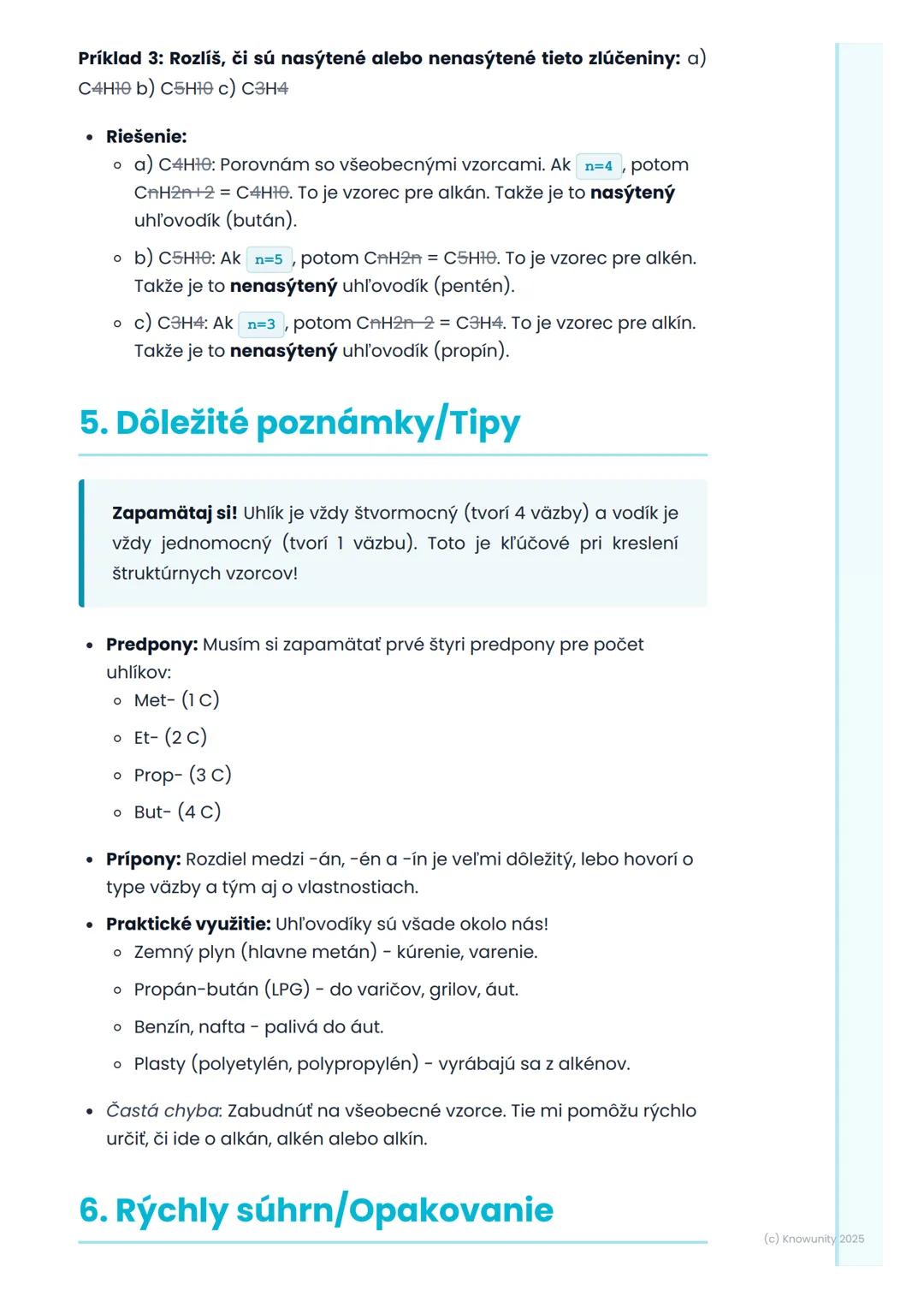 # Uhlovodíky

1. Prehl'ad uhlovodíkov

Uhlovodíky sú úplne základné organické zlúčeniny. Sú to zlúčeniny, ktoré
obsahujú iba atómy uhlíka (C
