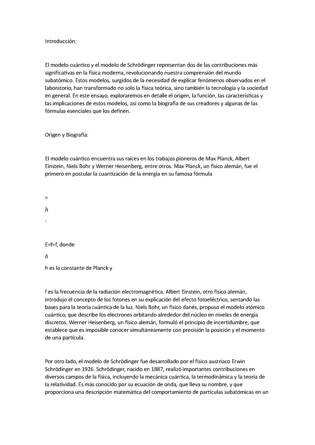 Explorando el Modelo Cuántico y el de Schrödinger