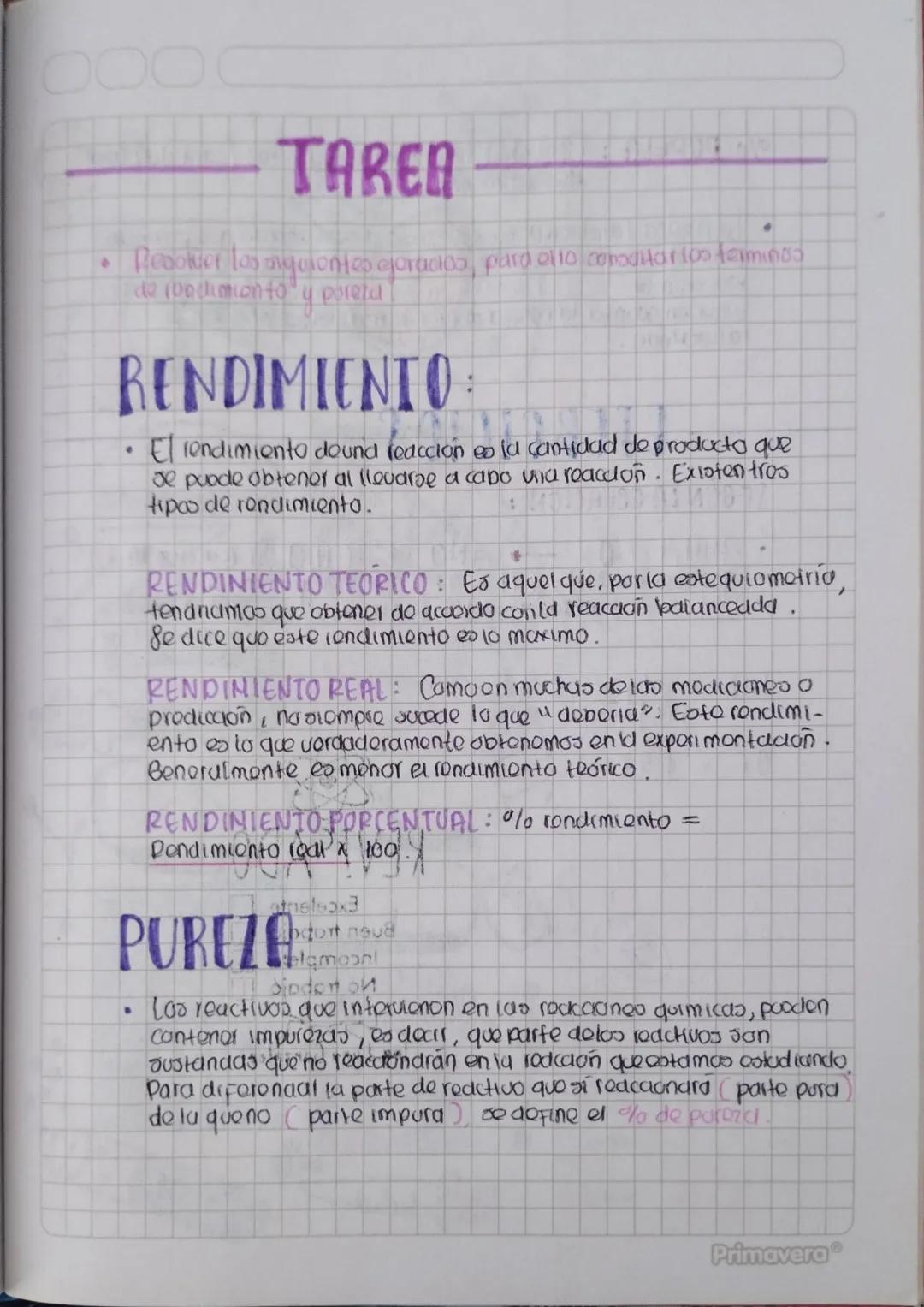 # TAREA

• Resolutior los ngusontes ejoracico, para ello conocitarios terminos
de (pedimiento y poreta

# RENDIMIENTO:

• El rendimiento dou