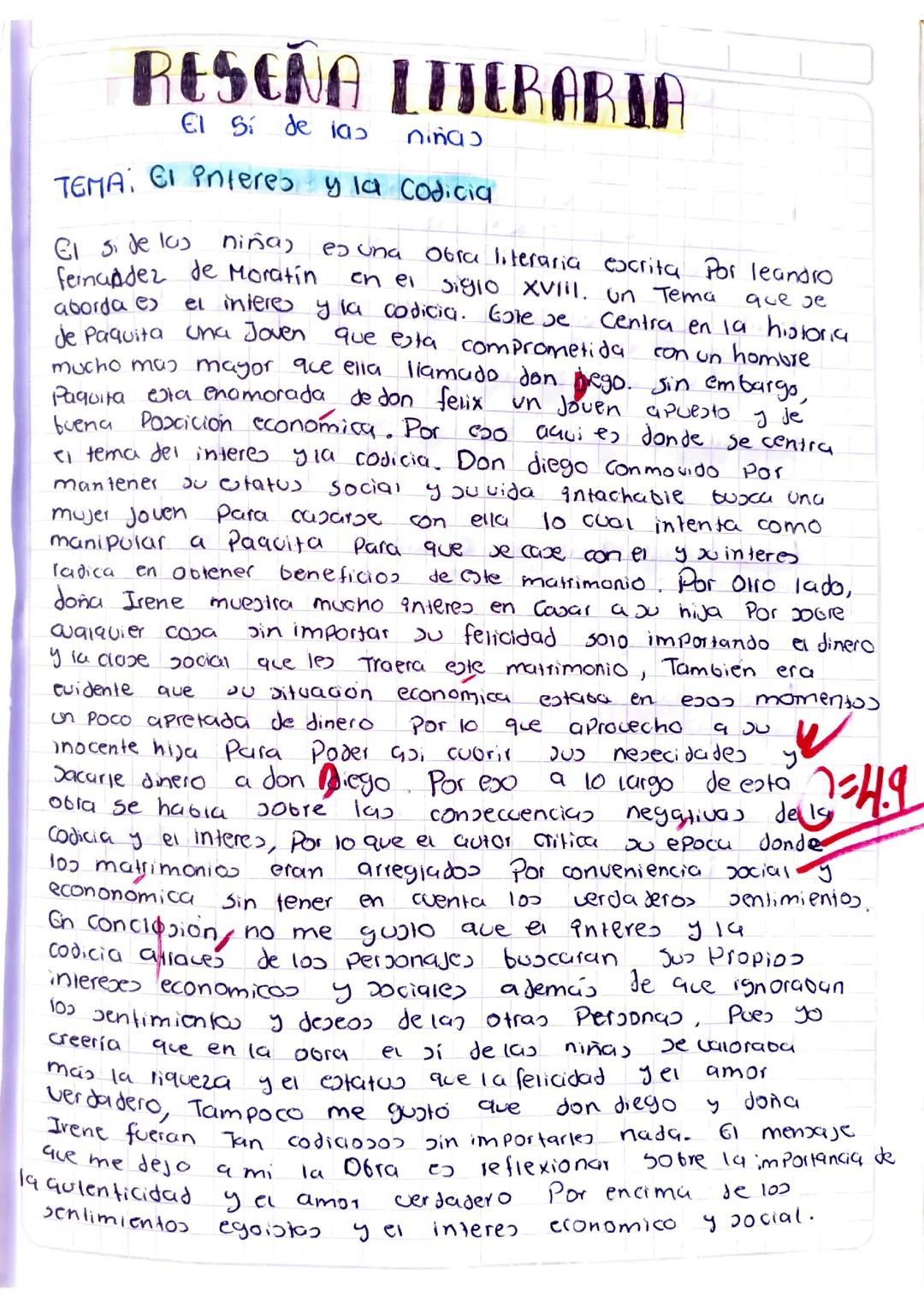 Análisis literario: El sí de las niñas