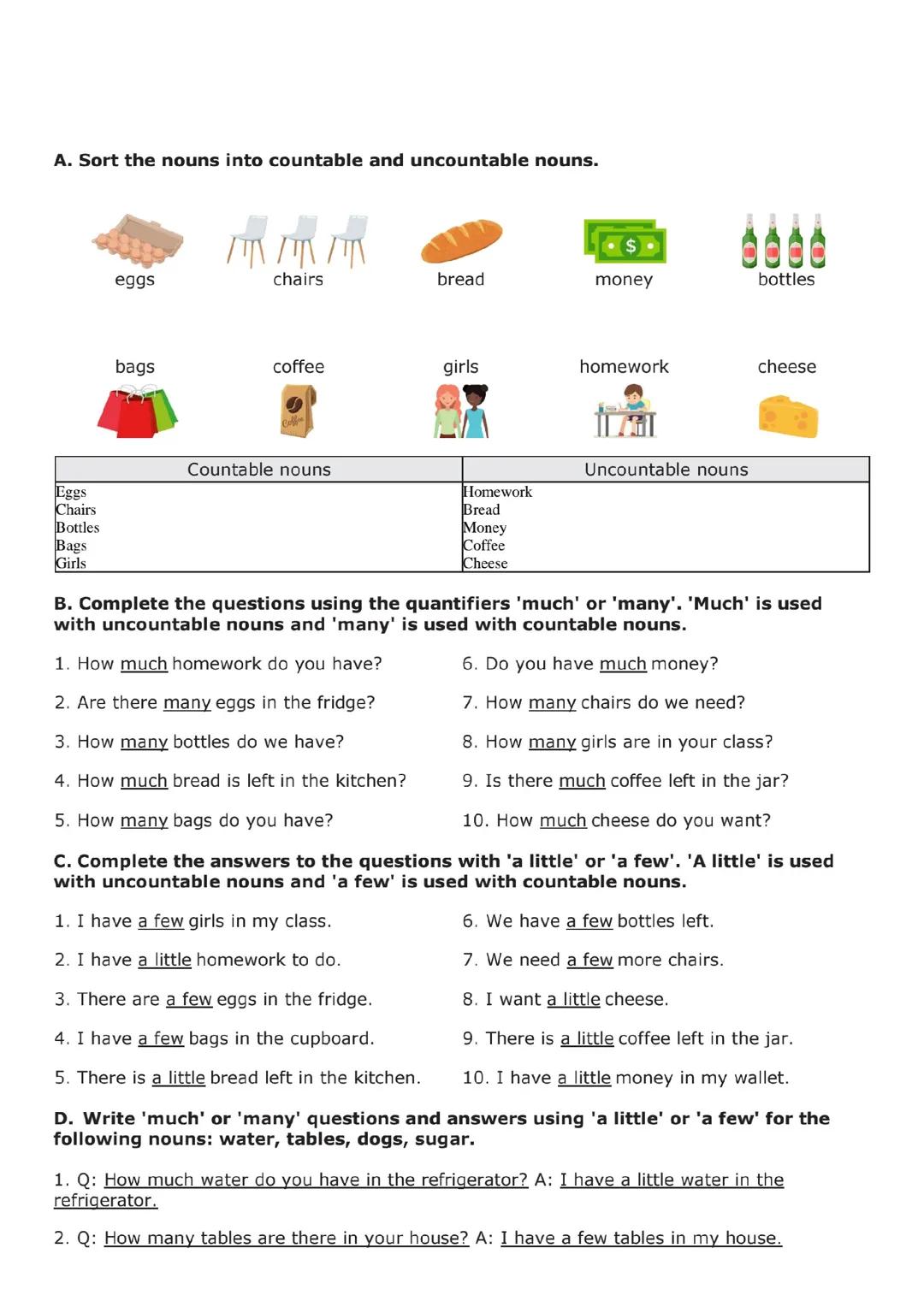 Quantifiers Worksheet