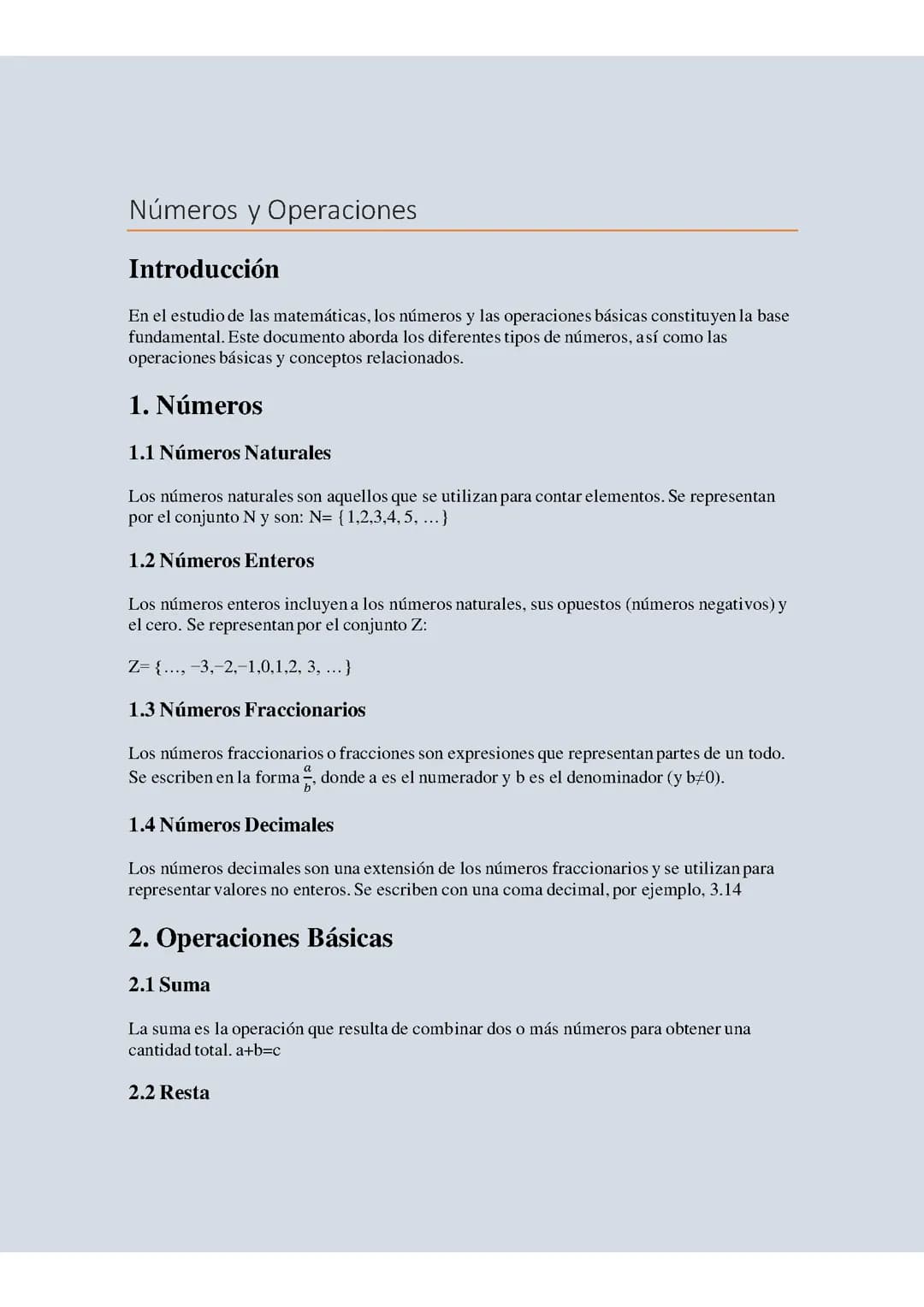 Números y Operaciones