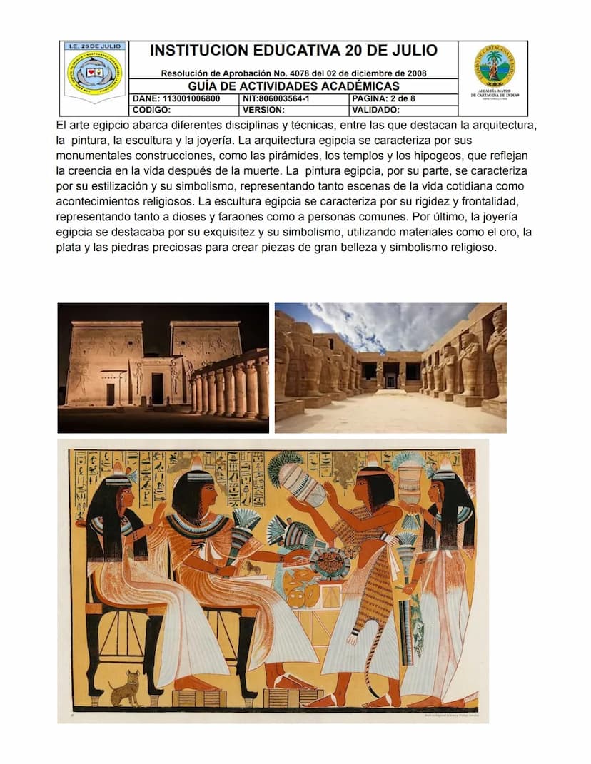 ARTE EGIPCIO
ARTE ROMANO, ARTE EGIPCIO Y ARTE GRIEGO
El arte egipcio es una de las manifestaciones artísticas más antiguas de la historia de