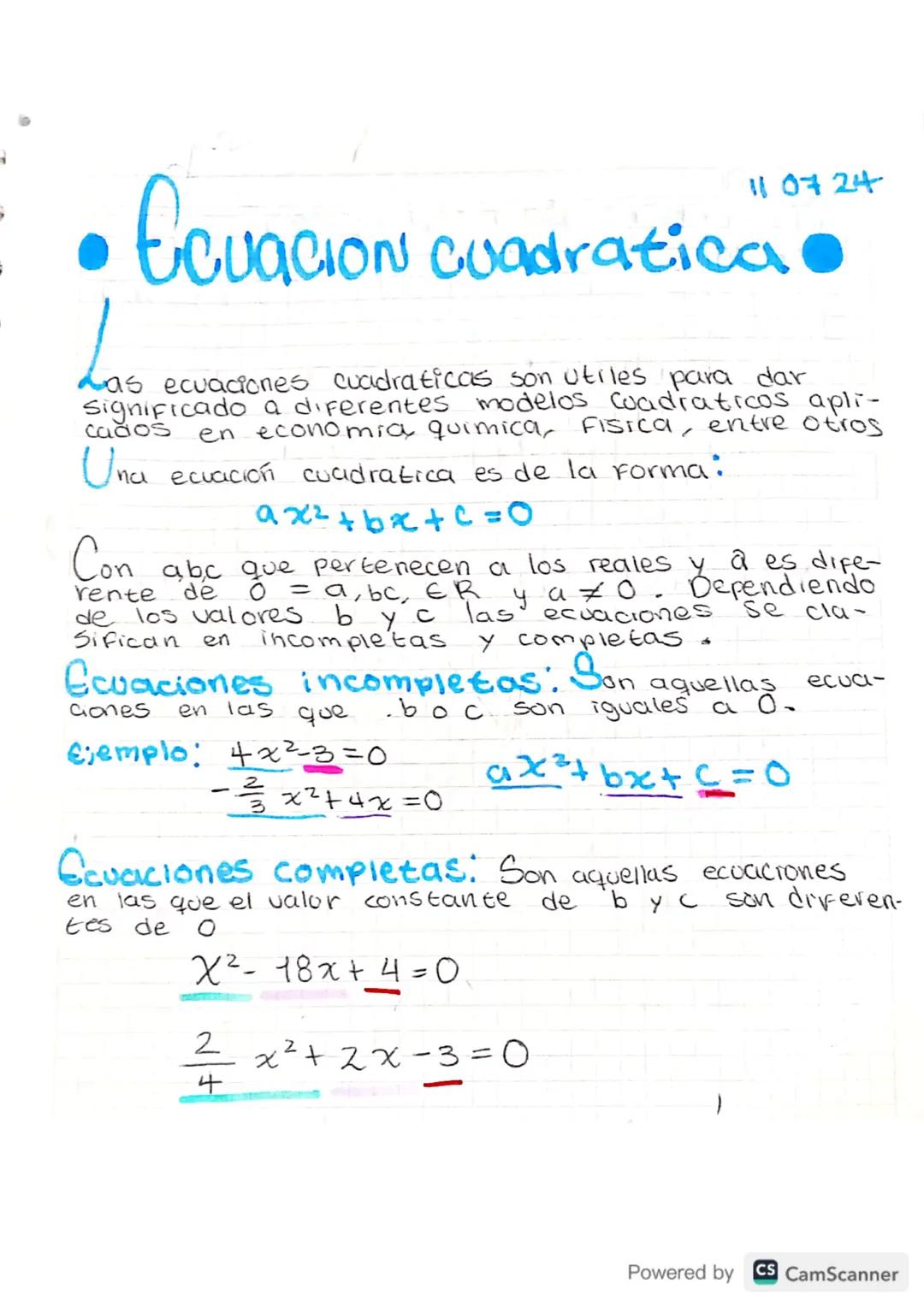 ECUACIÓN CUADRATICA