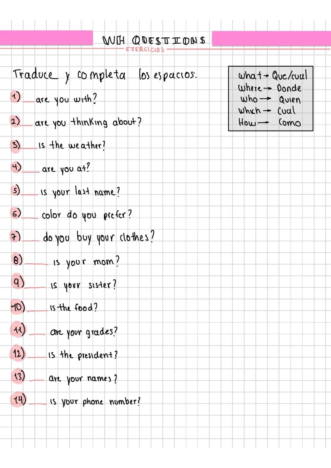 Diviértete con Ejercicios de Wh Questions para Niños