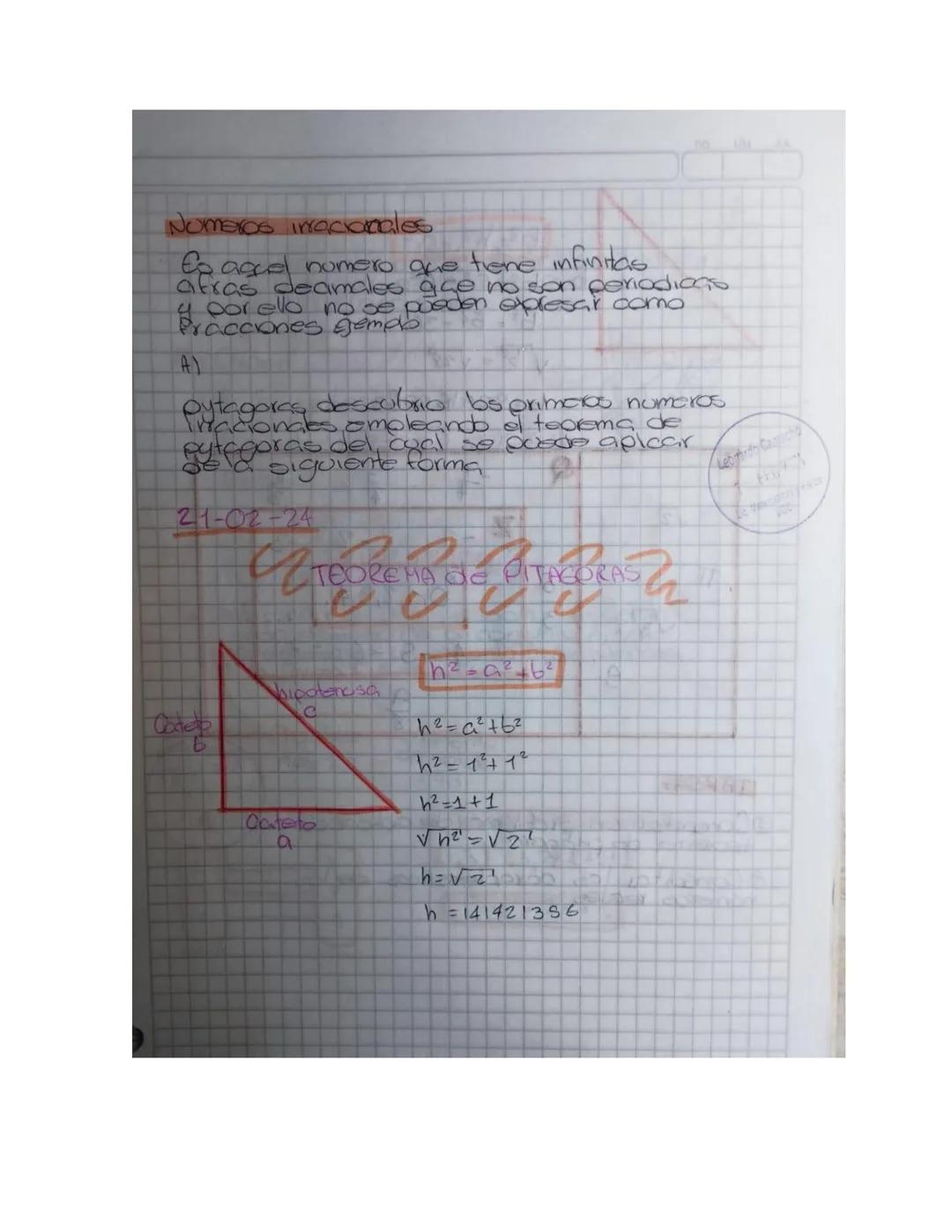 Numeros iracionales.

Es aquel numero que tiene infinitas
afras deamales que no son periodicas
y por ello no se pueden expresar como
raccion