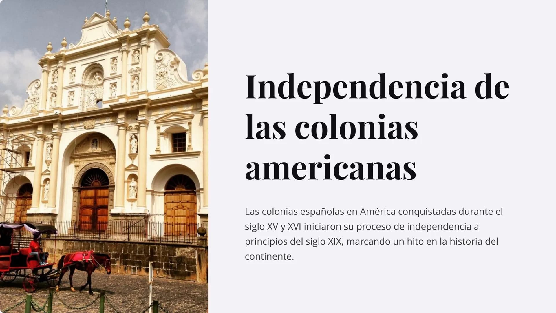 Independencia de
las colonias
americanas
Las colonias españolas en América conquistadas durante el
siglo XV y XVI iniciaron su proceso de in
