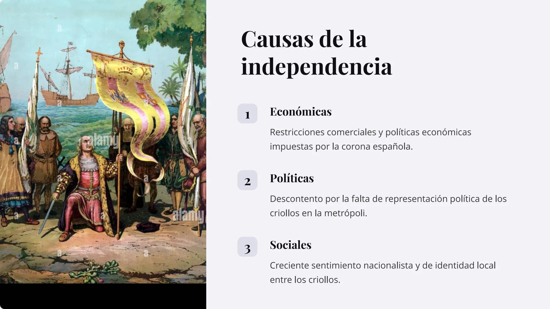 Independencia de
las colonias
americanas
Las colonias españolas en América conquistadas durante el
siglo XV y XVI iniciaron su proceso de in