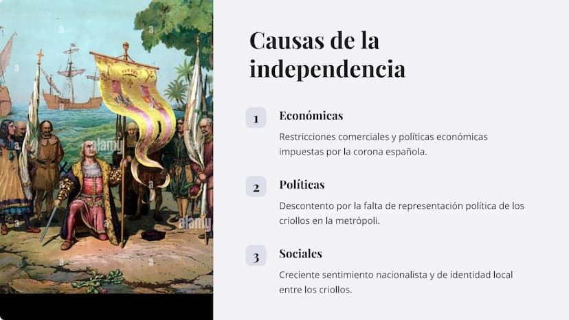 Independencia de
las colonias
americanas
Las colonias españolas en América conquistadas durante el
siglo XV y XVI iniciaron su proceso de in