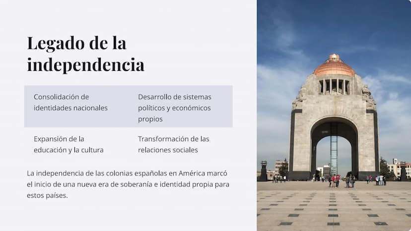 Independencia de
las colonias
americanas
Las colonias españolas en América conquistadas durante el
siglo XV y XVI iniciaron su proceso de in