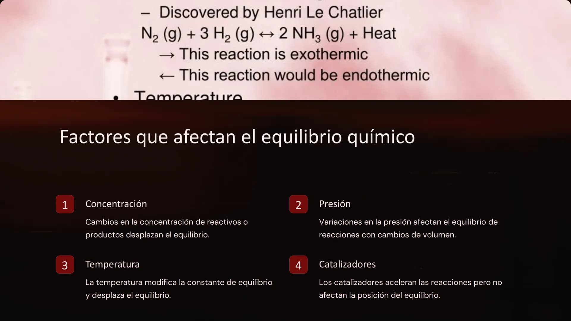 Equilibrio químico:
Constante de equilibrio, principio
de Le Châtelier
El equilibrio químico es un concepto fundamental en química
que descr