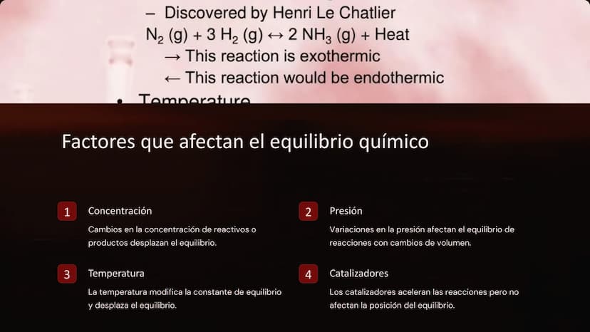 Equilibrio químico:
Constante de equilibrio, principio
de Le Châtelier
El equilibrio químico es un concepto fundamental en química
que descr