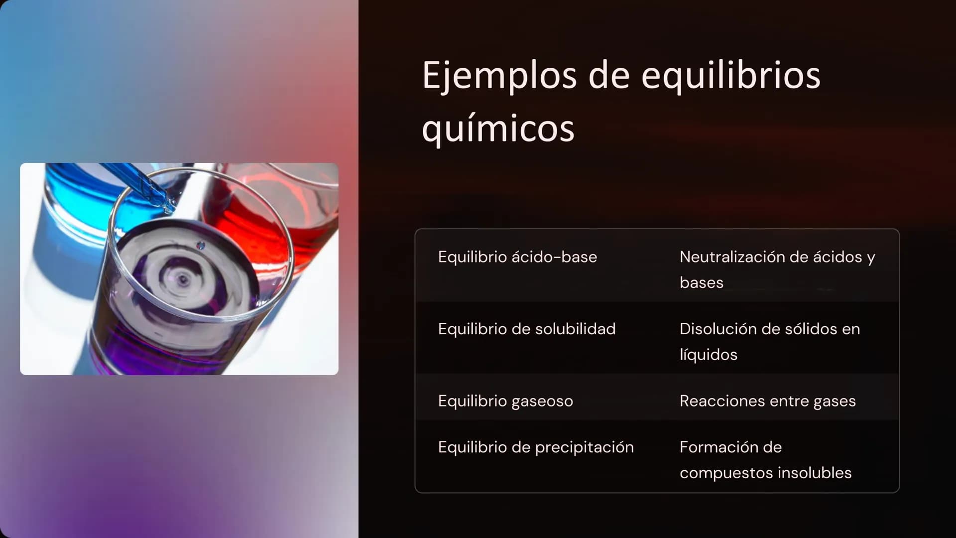 Equilibrio químico:
Constante de equilibrio, principio
de Le Châtelier
El equilibrio químico es un concepto fundamental en química
que descr