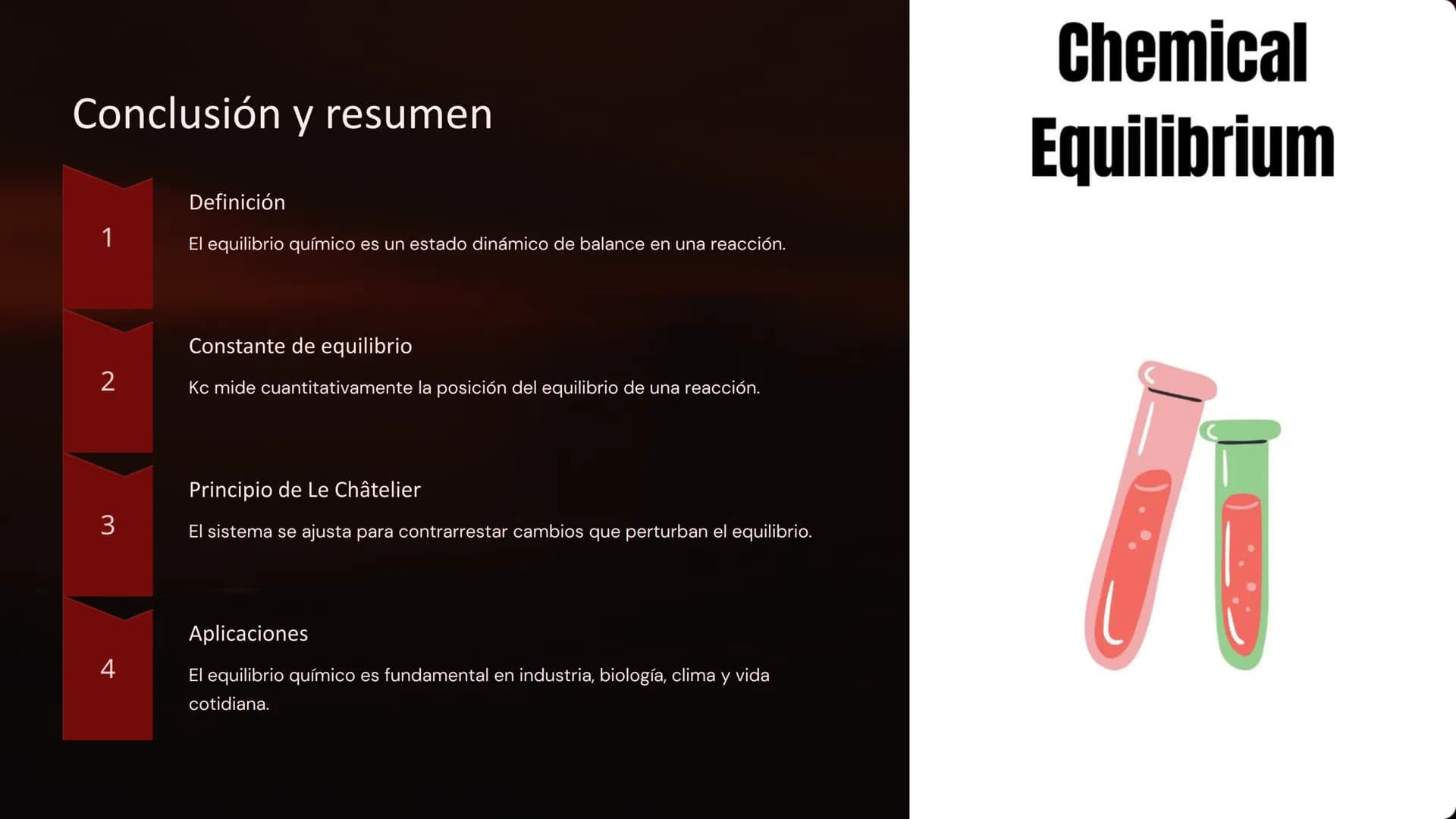 Equilibrio químico:
Constante de equilibrio, principio
de Le Châtelier
El equilibrio químico es un concepto fundamental en química
que descr