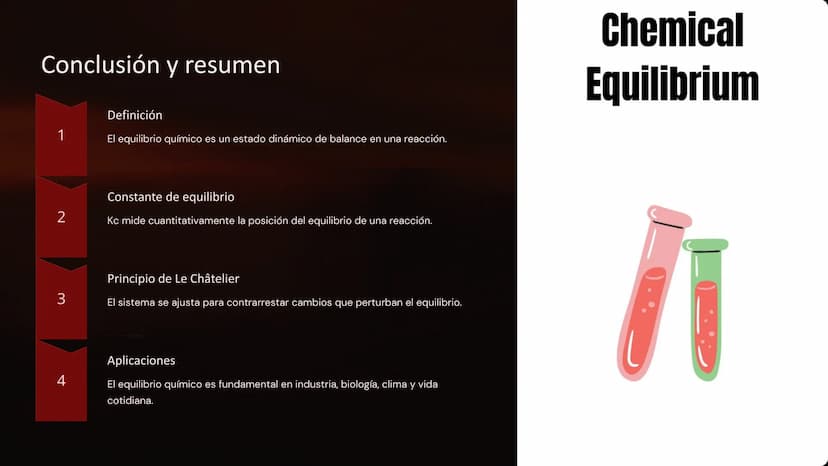 Equilibrio químico:
Constante de equilibrio, principio
de Le Châtelier
El equilibrio químico es un concepto fundamental en química
que descr