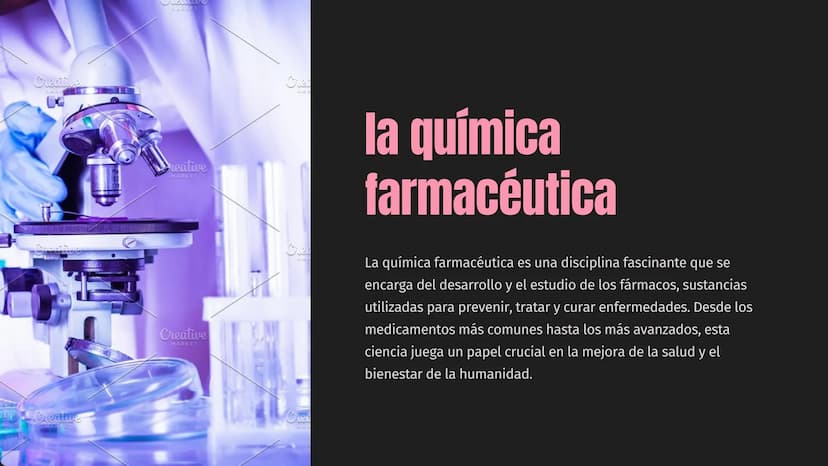 Creative
Creative
HARKET
MARKET
Creative
MARKET
Creative
MARKET
ست
Cre
la química
farmacéutica
La química farmacéutica es una disciplina fas