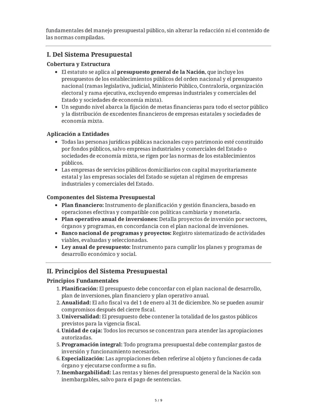 Resumen Extendido del Decreto 111 de 1996 - Estatuto Orgánico
del Presupuesto de Colombia
Introducción
El Decreto 111 de 1996 compila y unif