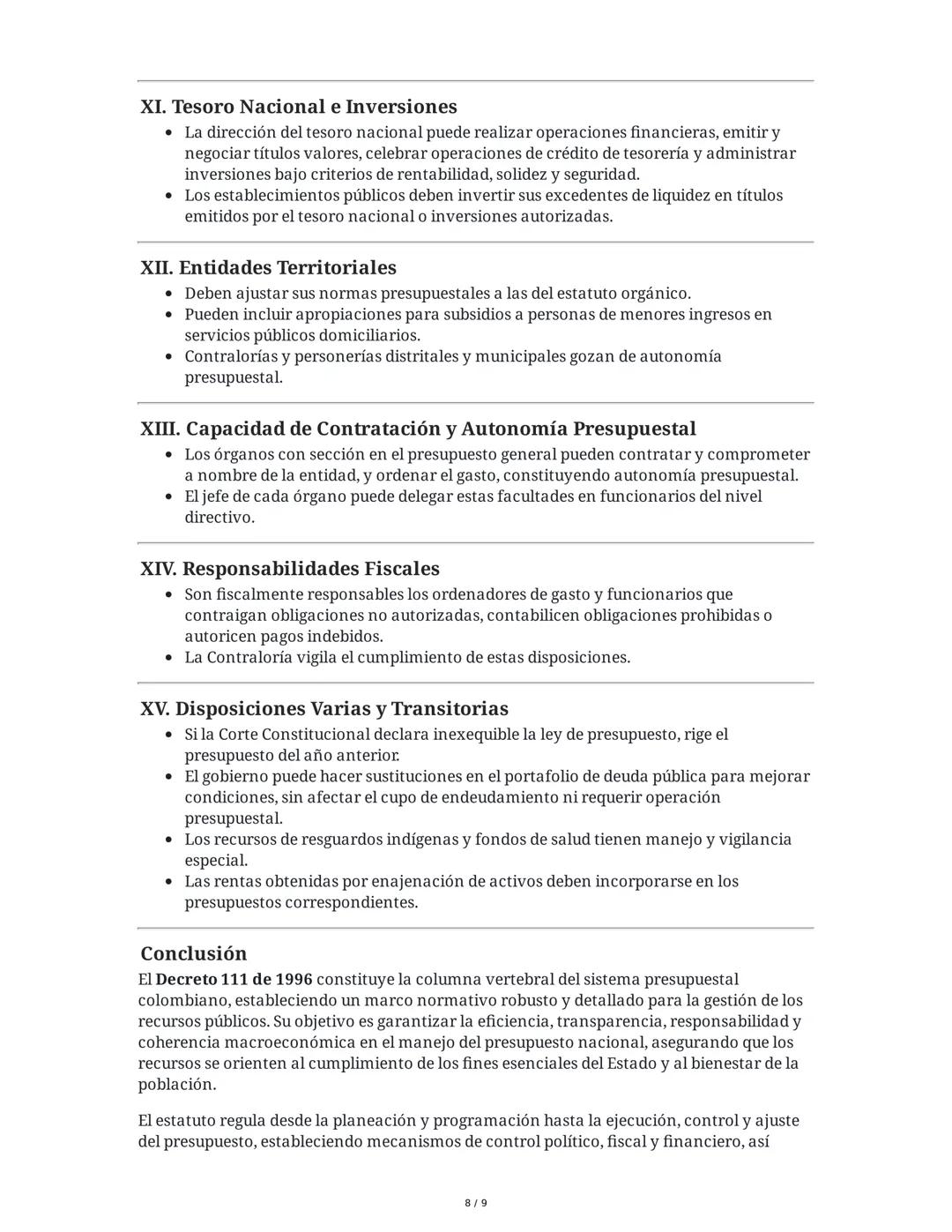 Resumen Extendido del Decreto 111 de 1996 - Estatuto Orgánico
del Presupuesto de Colombia
Introducción
El Decreto 111 de 1996 compila y unif