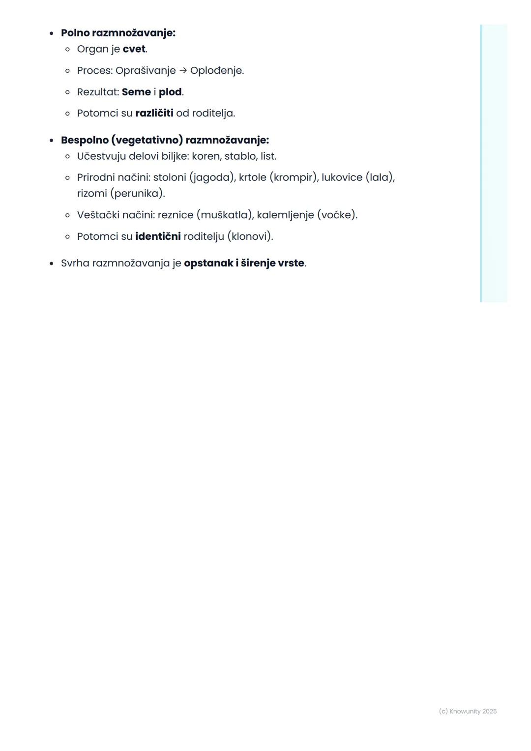 # Razmnožavanje biljaka

## Uvod u razmnožavanje biljaka

Razmnožavanje je jedna od osnovnih odlika svih živih bića, pa i biljaka. 
To je pr