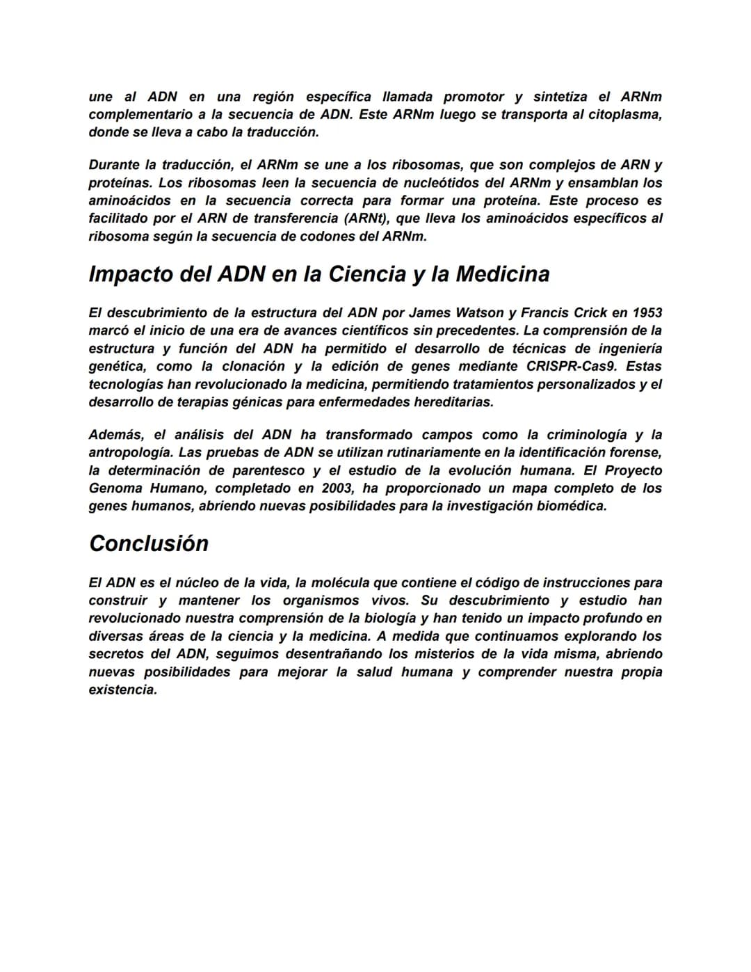 ADN: El Pilar de la Vida
El ácido desoxirribonucleico, conocido como ADN, es la molécula que contiene la
información genética esencial para 