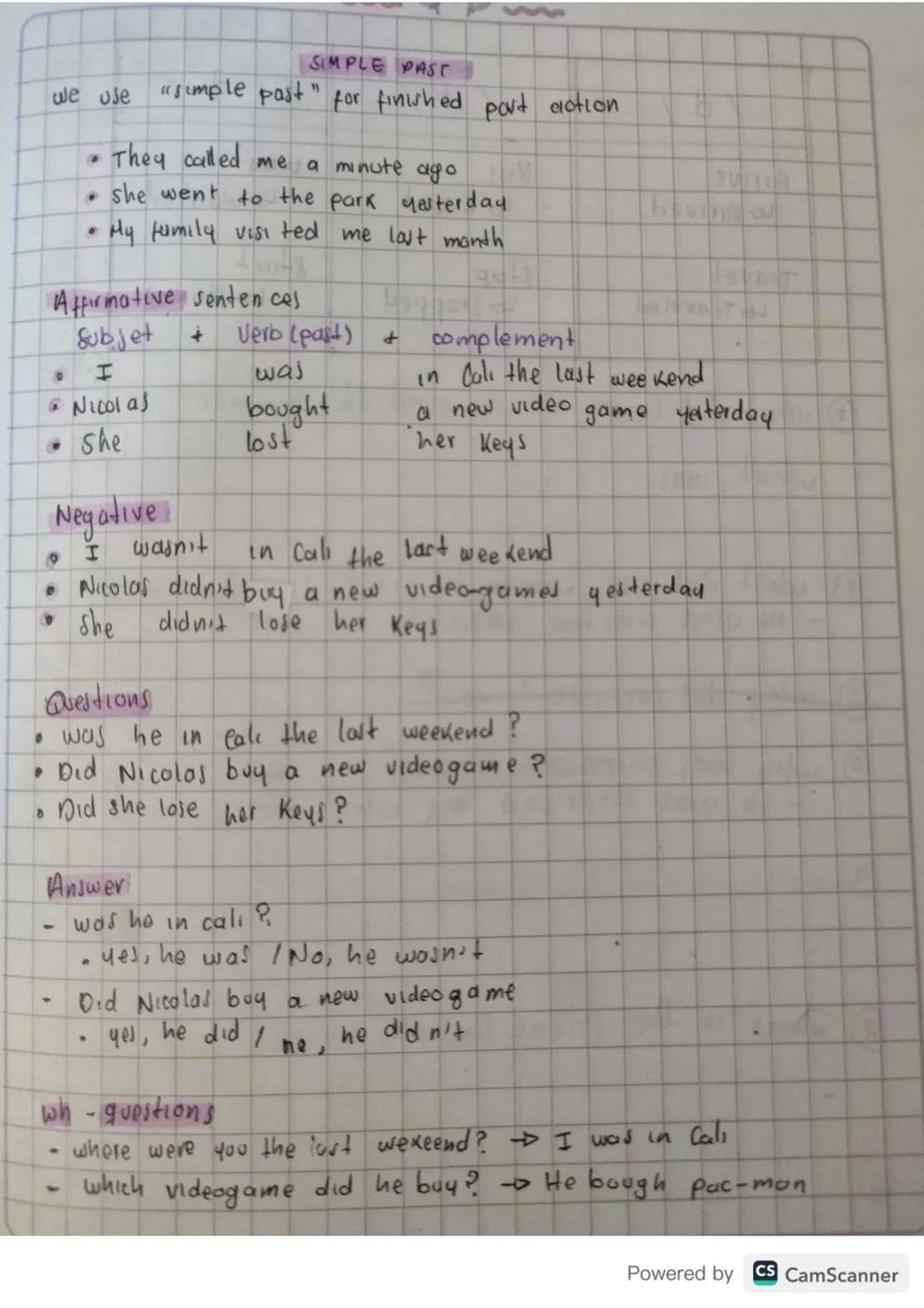 SIMPLE PAST

we use "simple past" for finished port action

• They called me a minute ago
• she went to the park yesterday
• My family visit