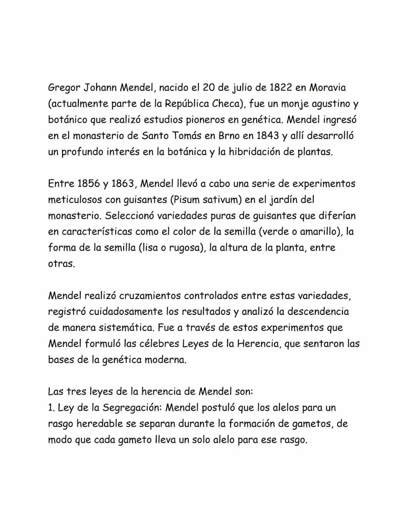 Gregor Johann Mendel, nacido el 20 de julio de 1822 en Moravia
(actualmente parte de la República Checa), fue un monje agustino y
botánico q