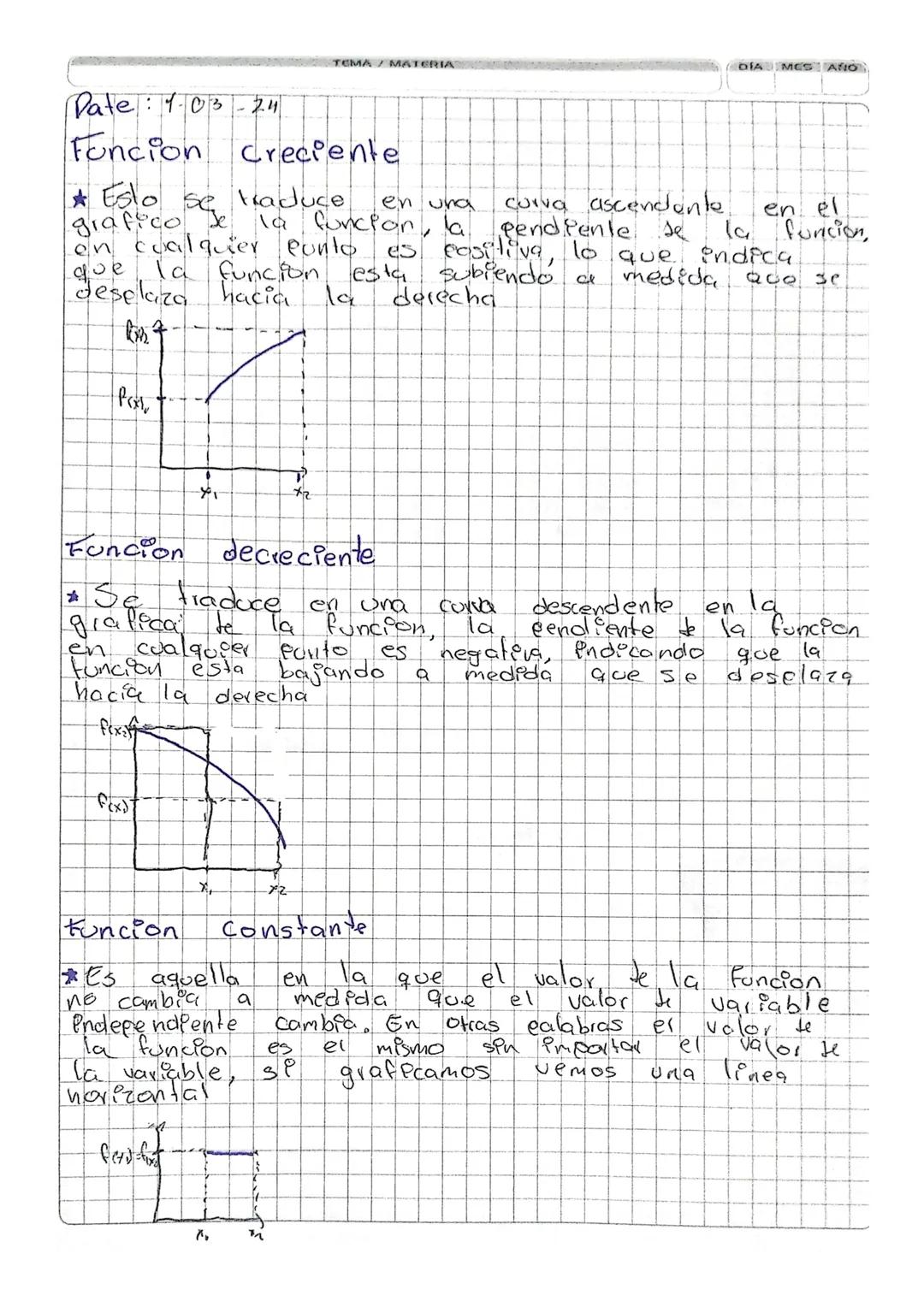 Función creciente, decreciente, constante