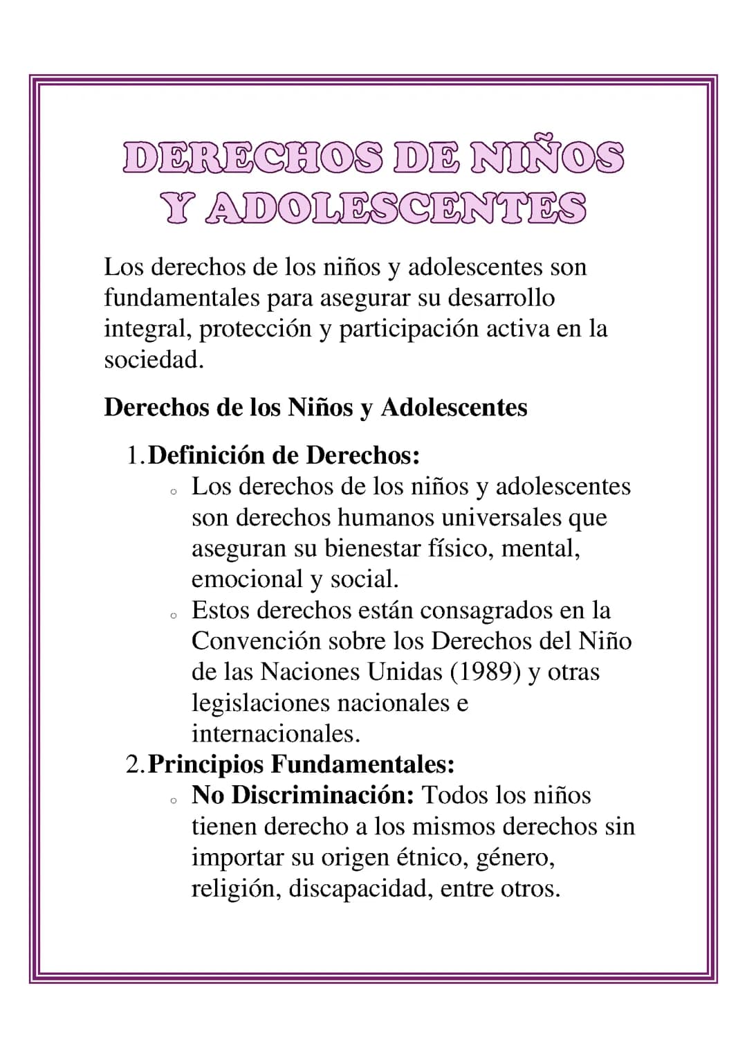 DERECHOS DE NIÑOS Y ADOLESCENTES 