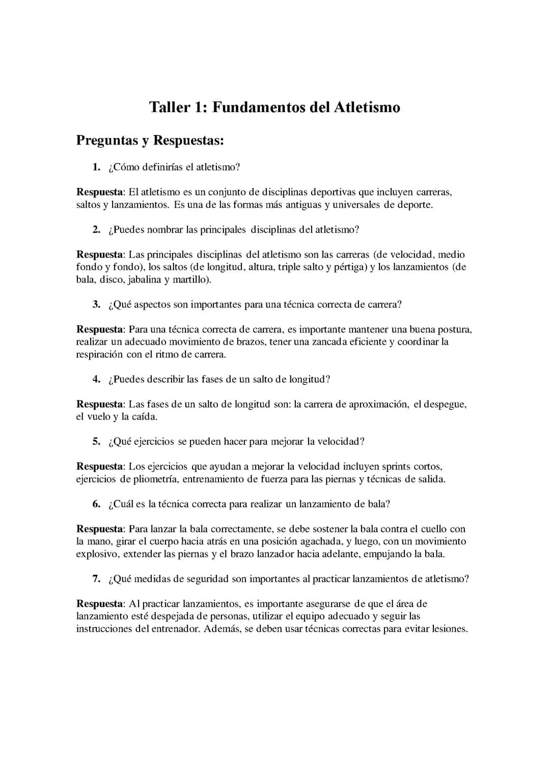 Fundamentos del Atletismo