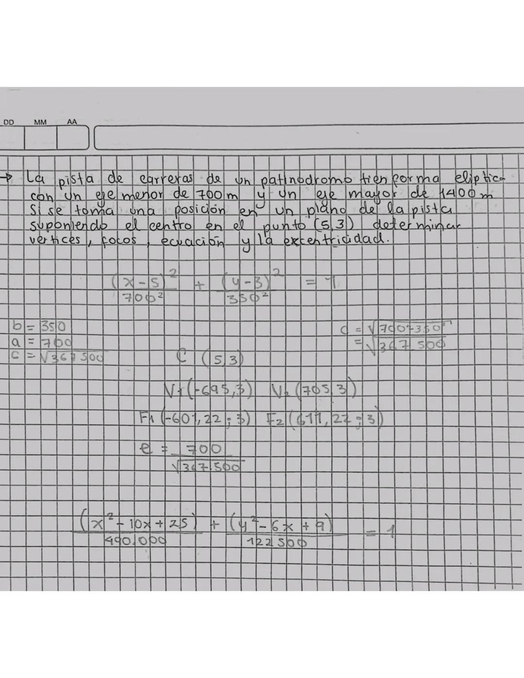 DD MM
AA
# ELIPSE
• Una elipse es una curva para la cual se cumplen que la suma de
las distancias desde cada uno de sus puntor has a un punt